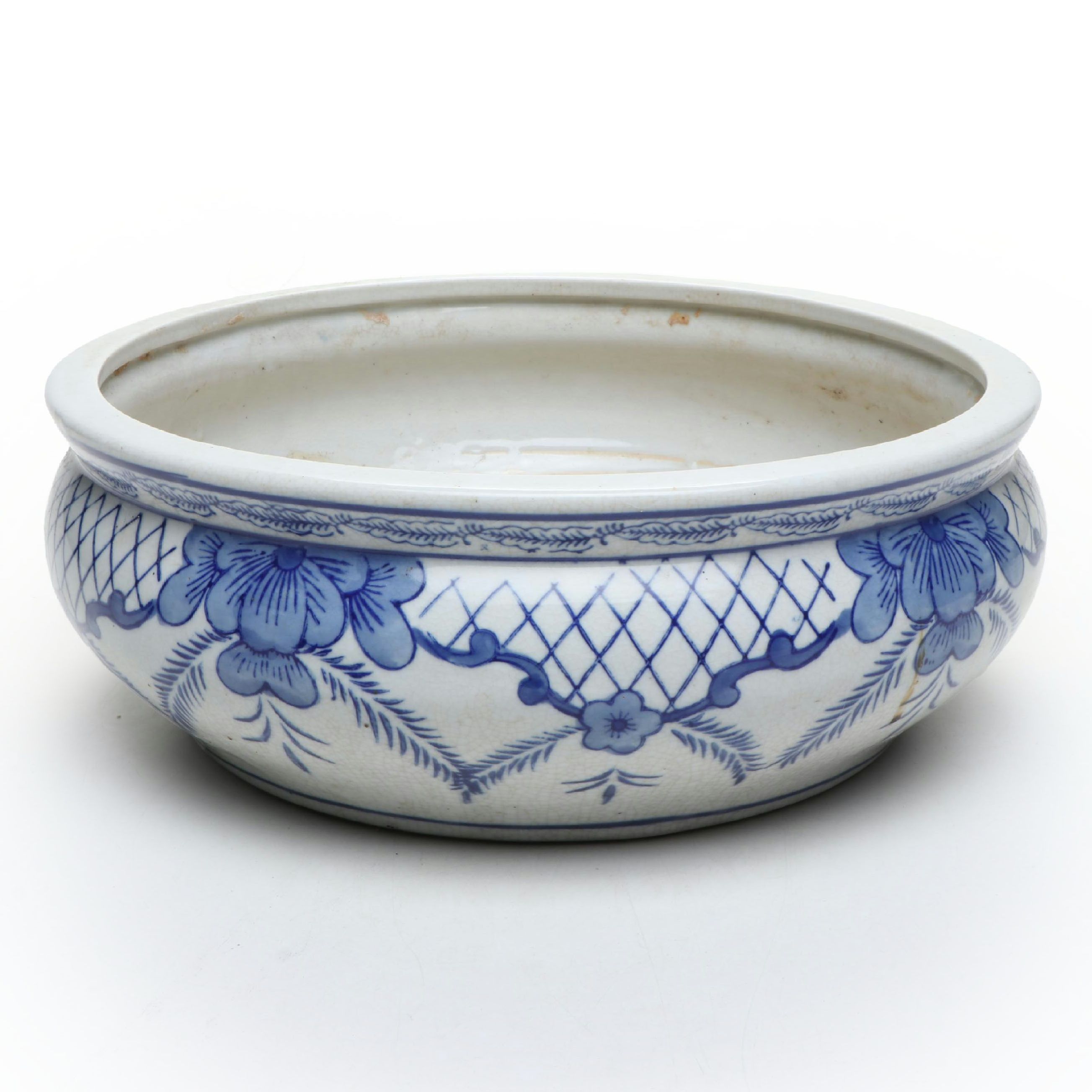 Porcelain Blue & White Chinoiserie Shallow Planter