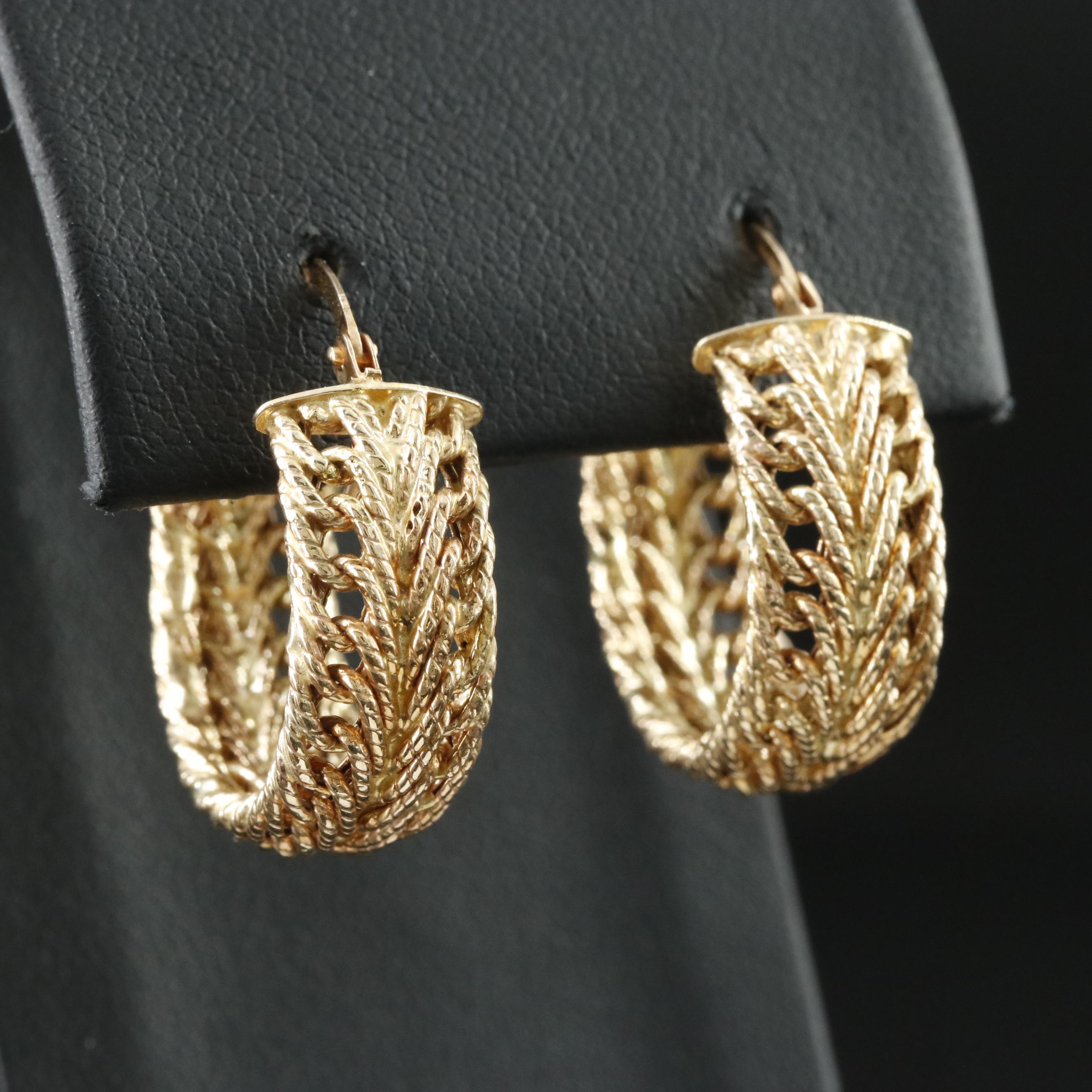 14K Braided Hoop Earrings