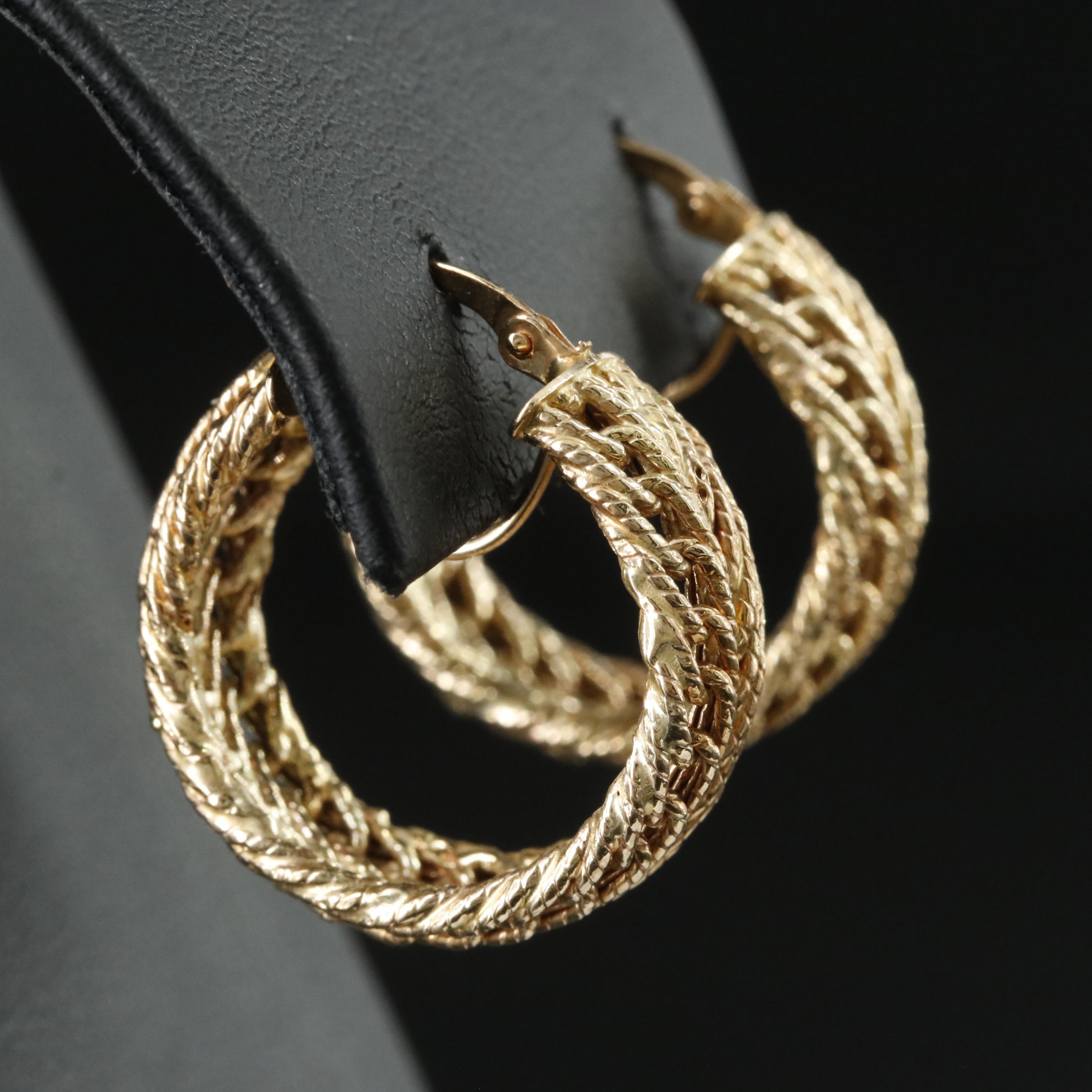 14K Braided Hoop Earrings