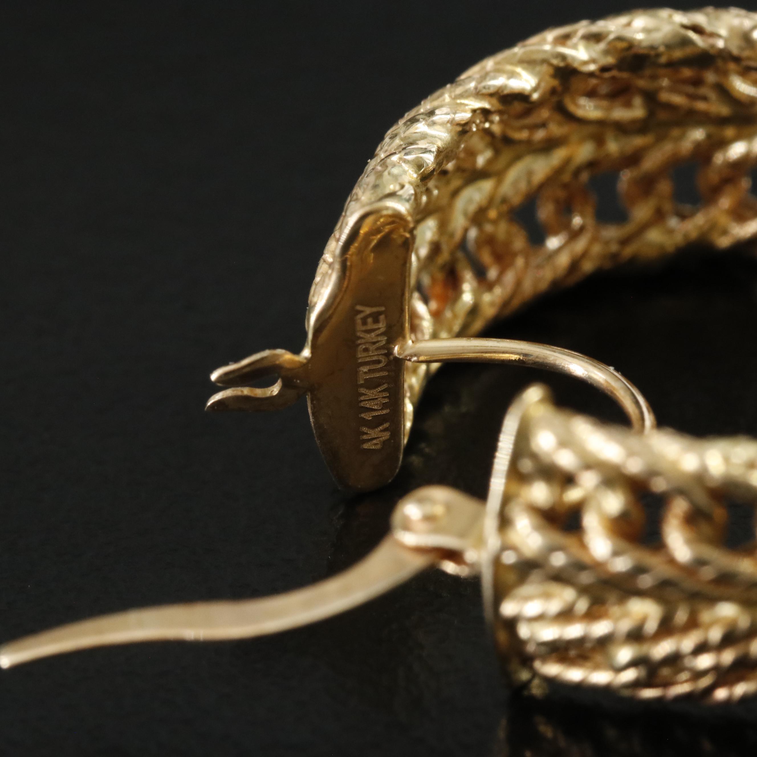 14K Braided Hoop Earrings