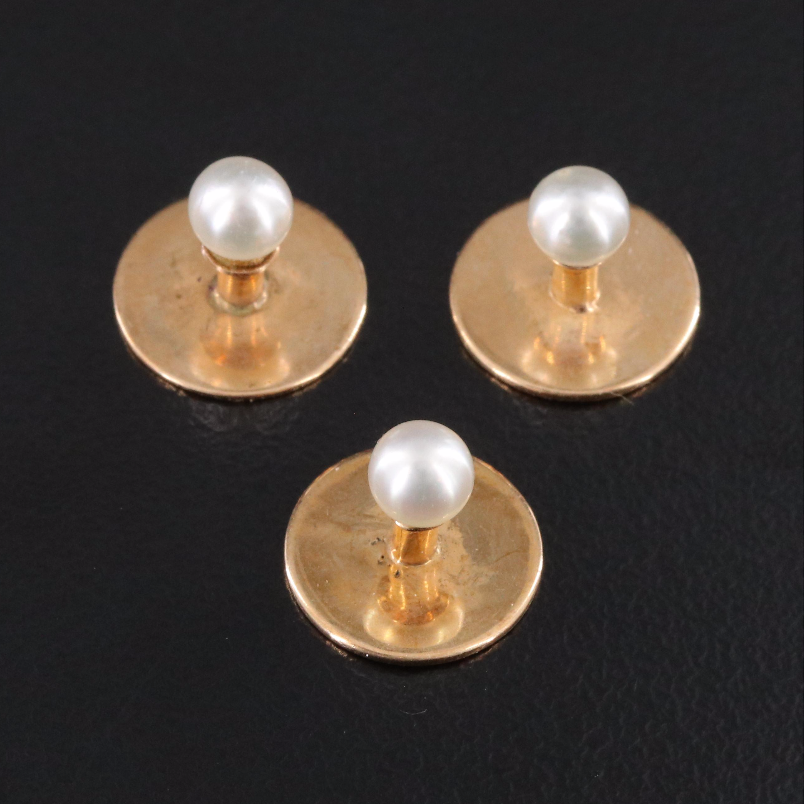 Vintage 14K Pearl Shirt Studs