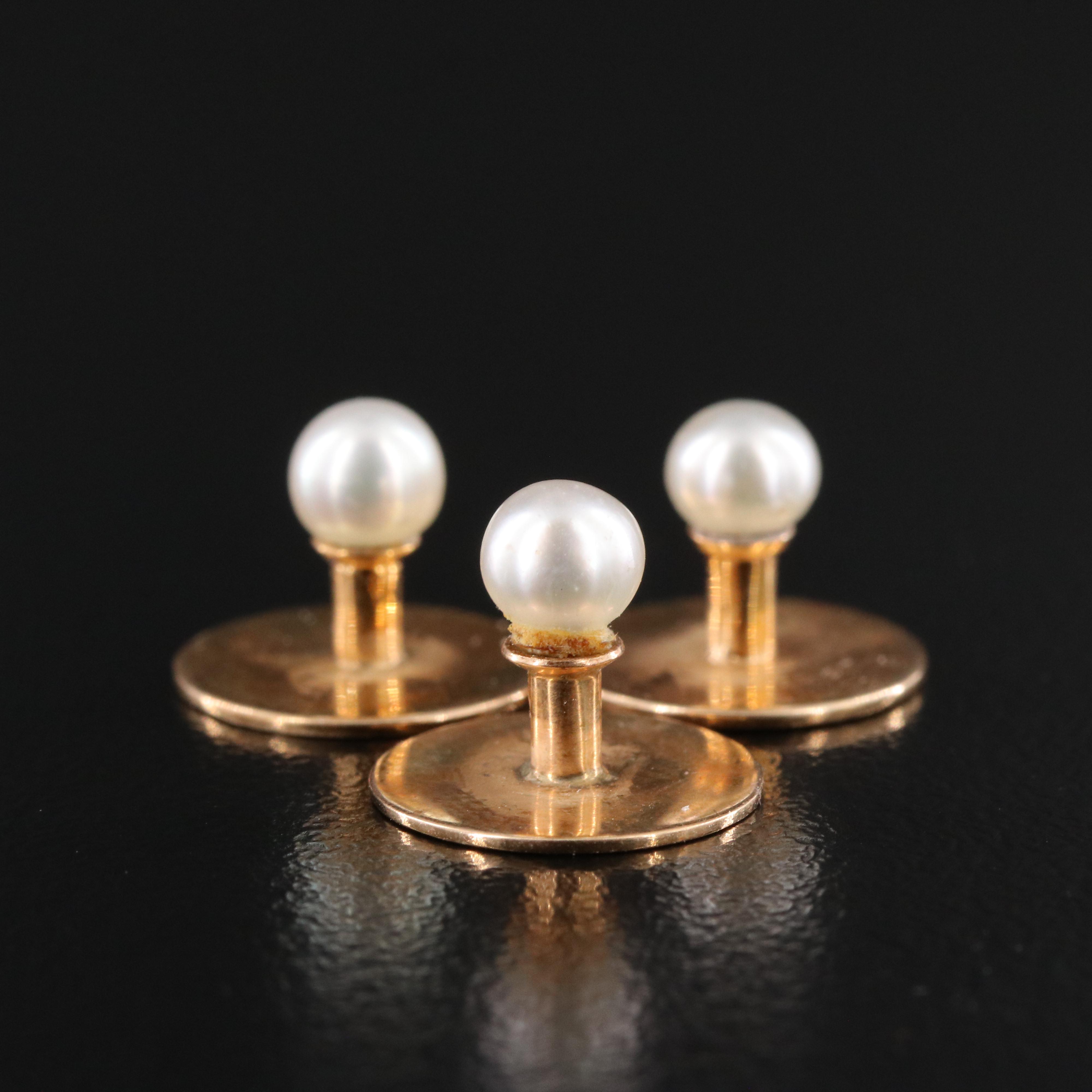 Vintage 14K Pearl Shirt Studs
