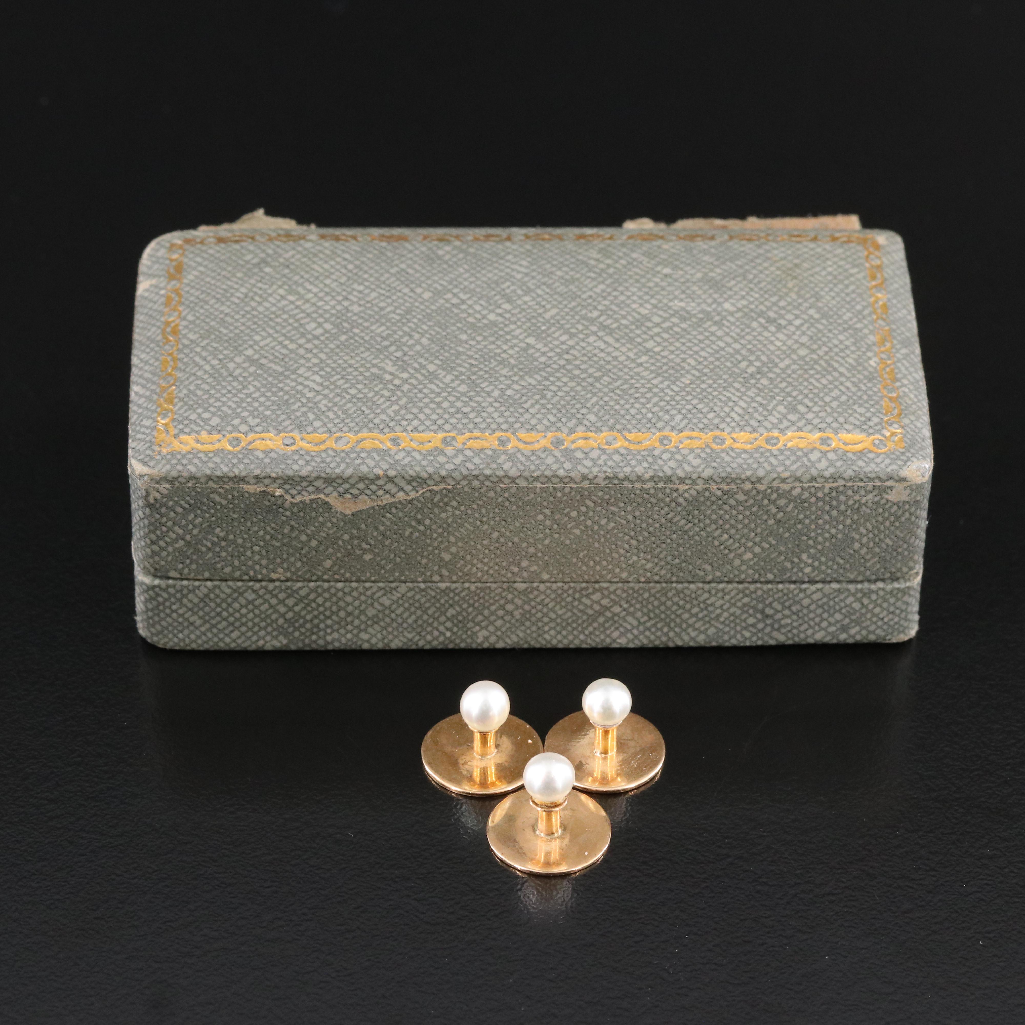 Vintage 14K Pearl Shirt Studs