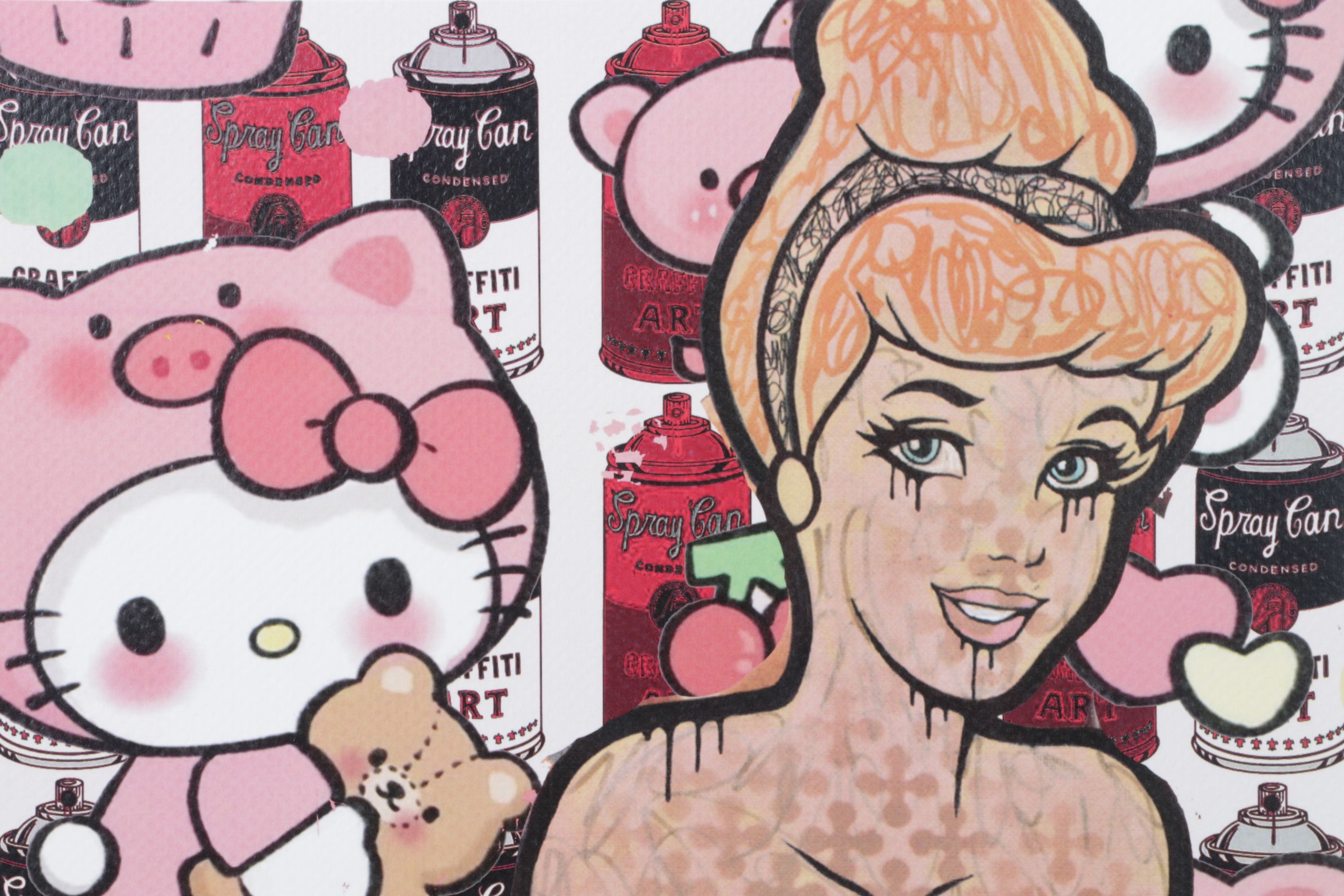 Death NYC Pop Art Digital Graphic Print Homage to Hello Kitty, 2025