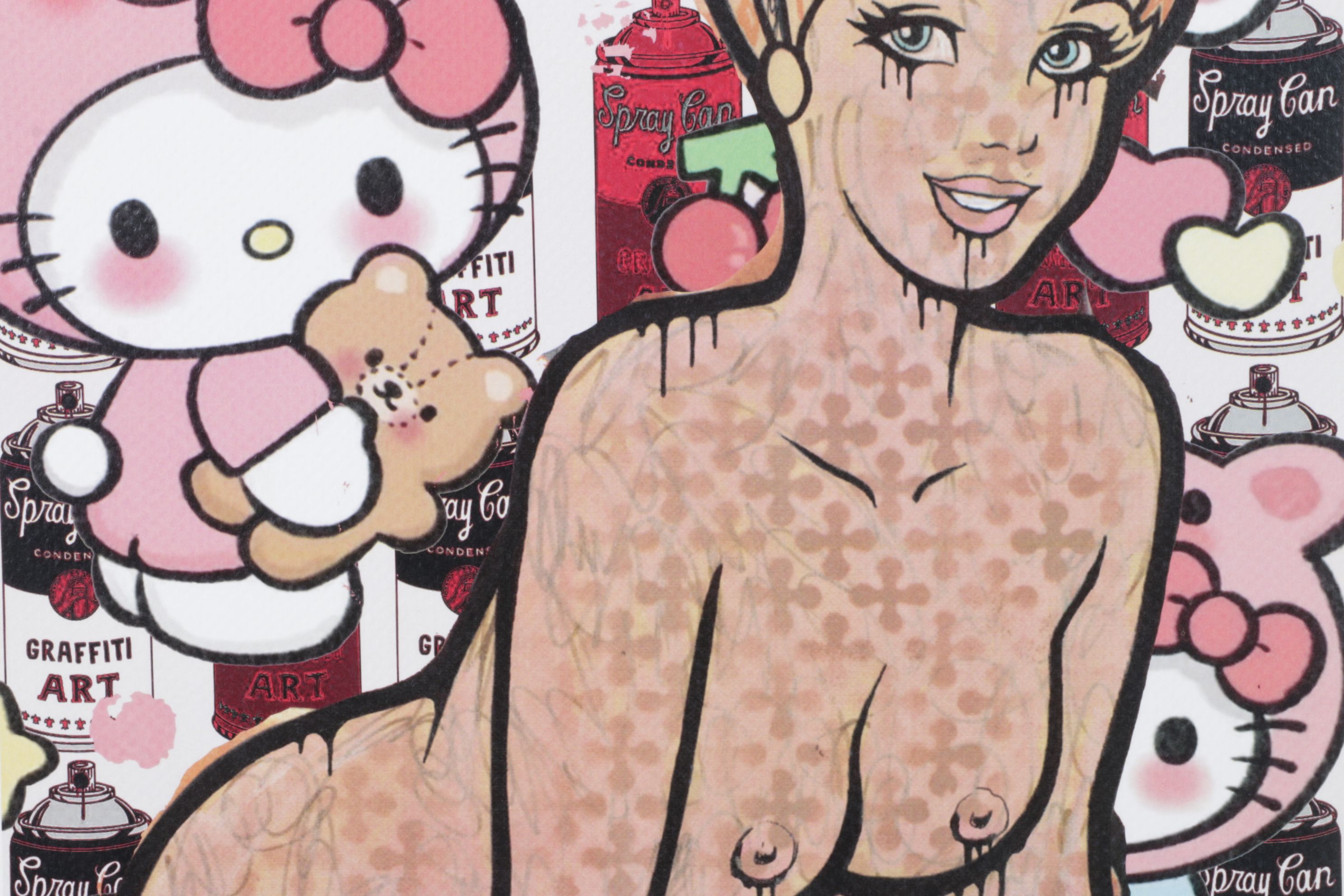 Death NYC Pop Art Digital Graphic Print Homage to Hello Kitty, 2025