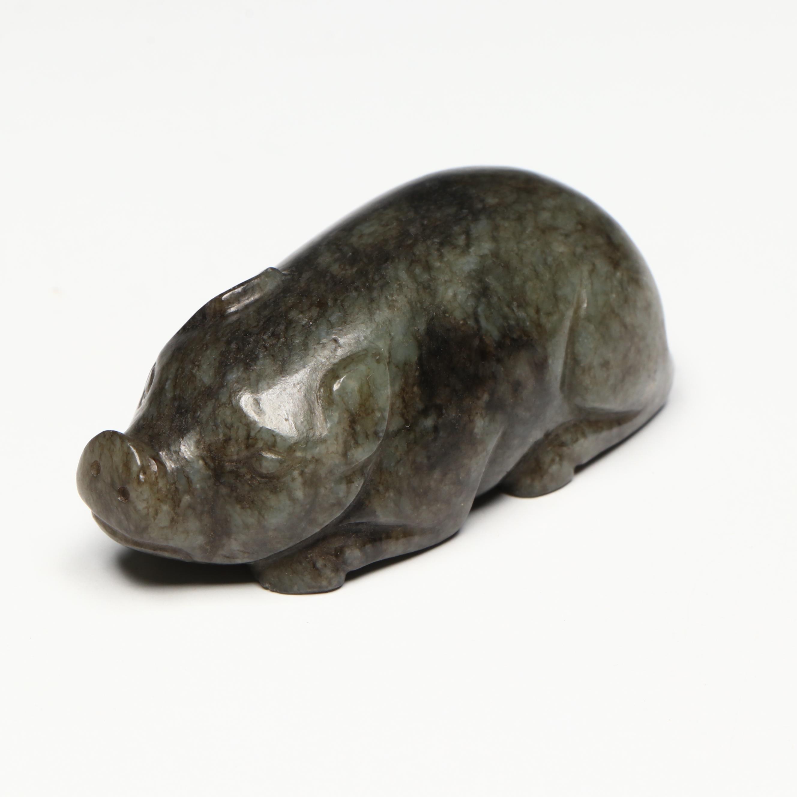 Chinese Carved Serpentine Pig