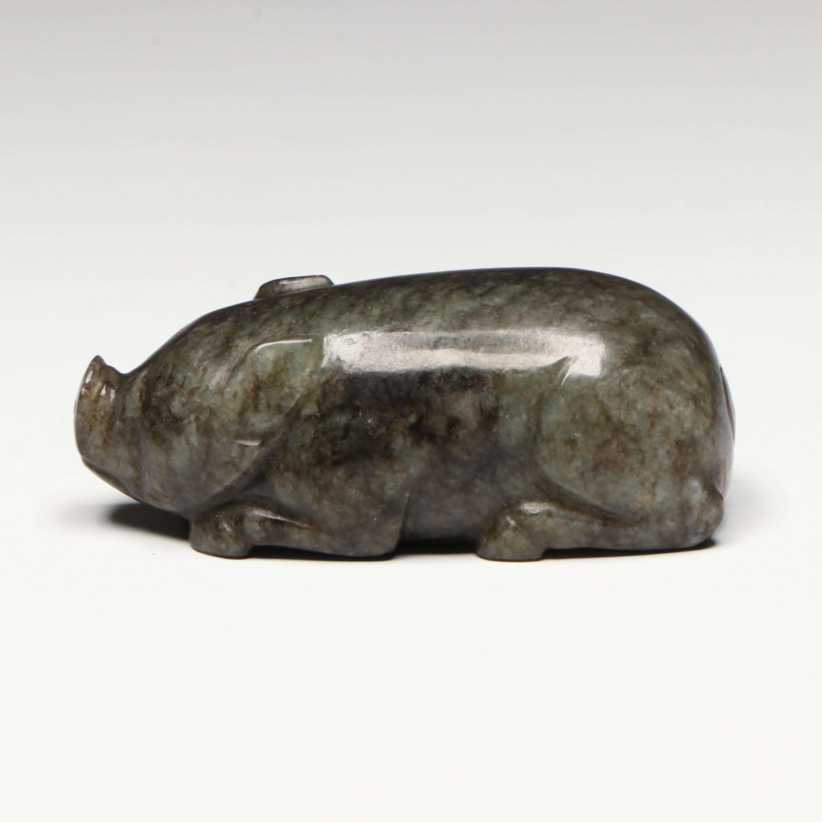 Chinese Carved Serpentine Pig
