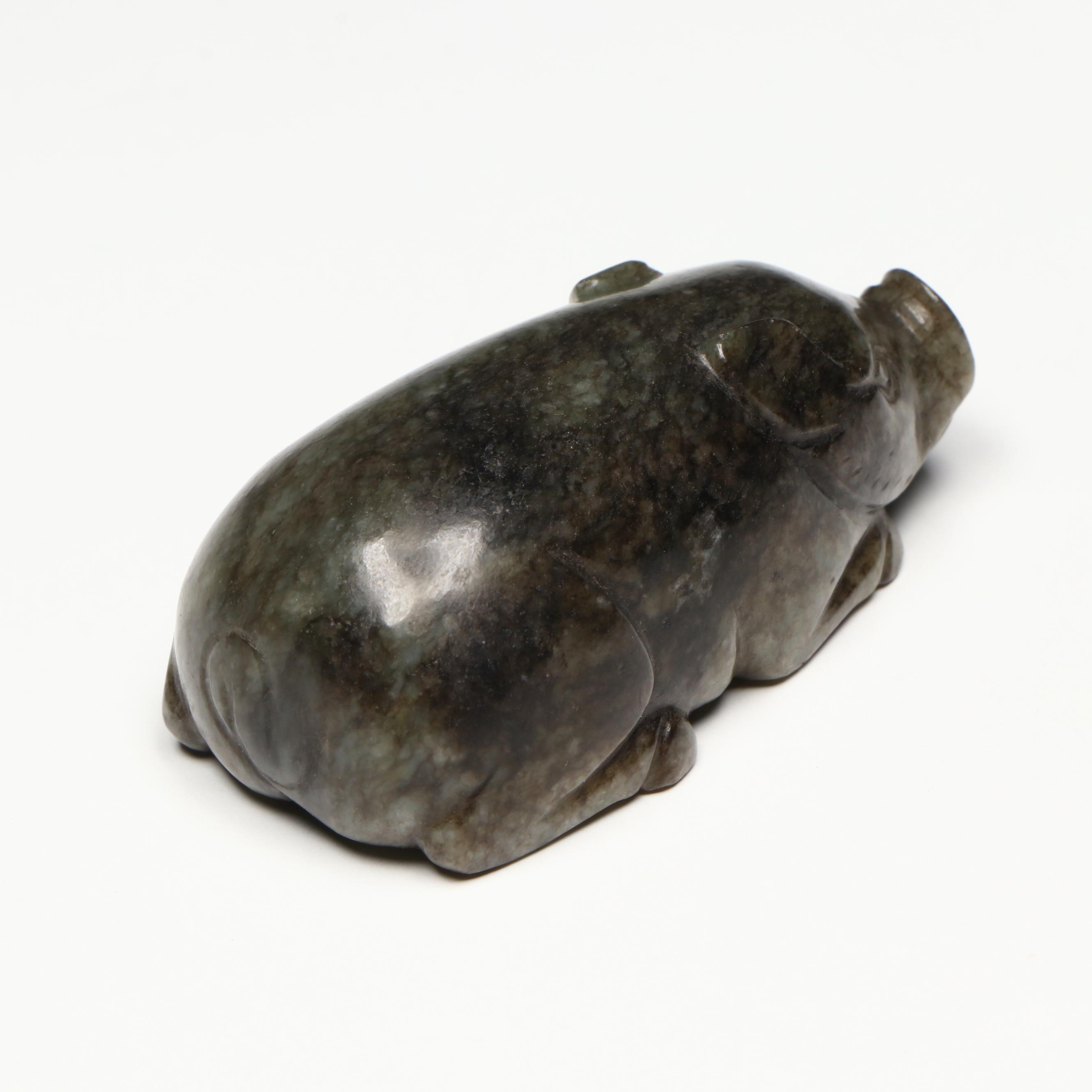 Chinese Carved Serpentine Pig