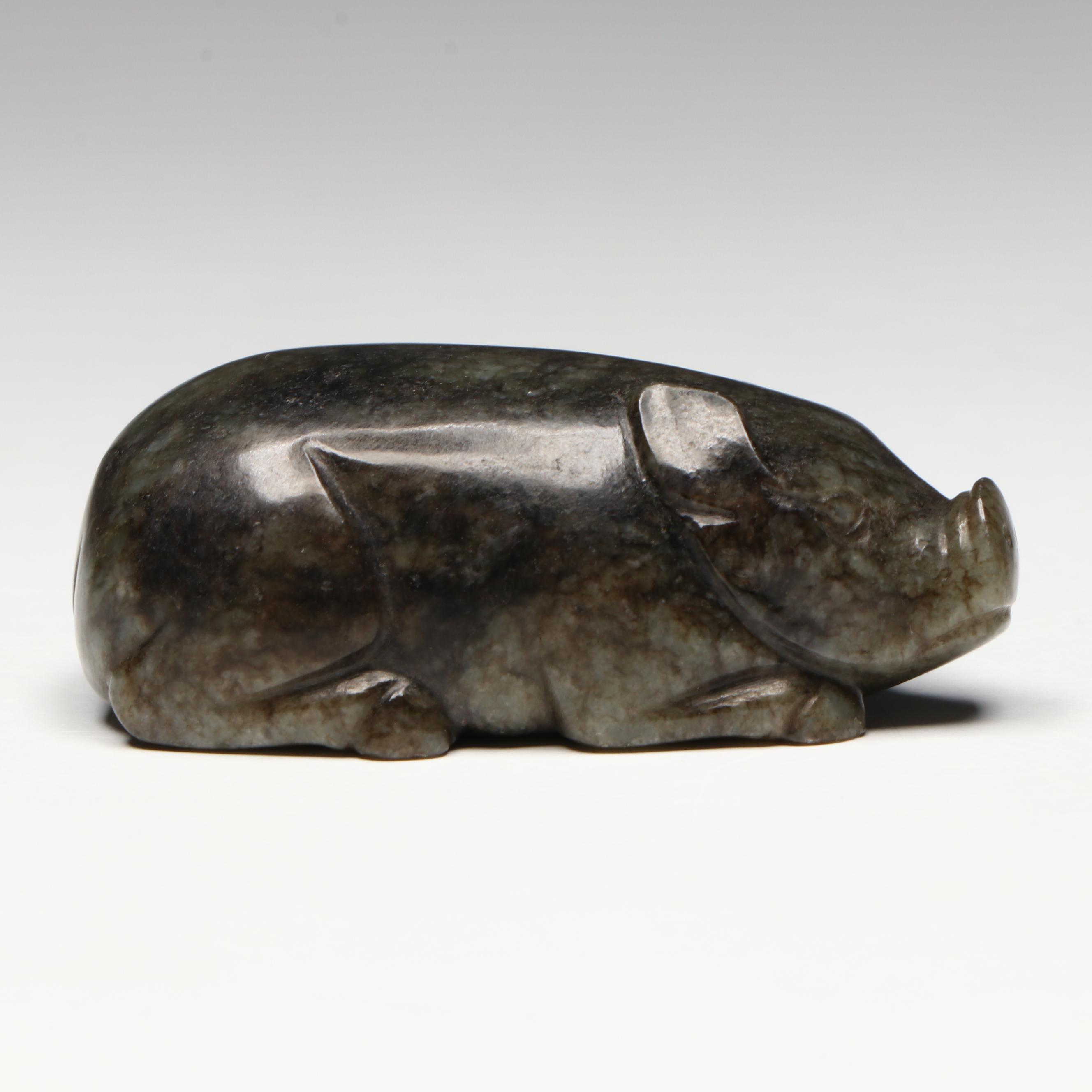 Chinese Carved Serpentine Pig