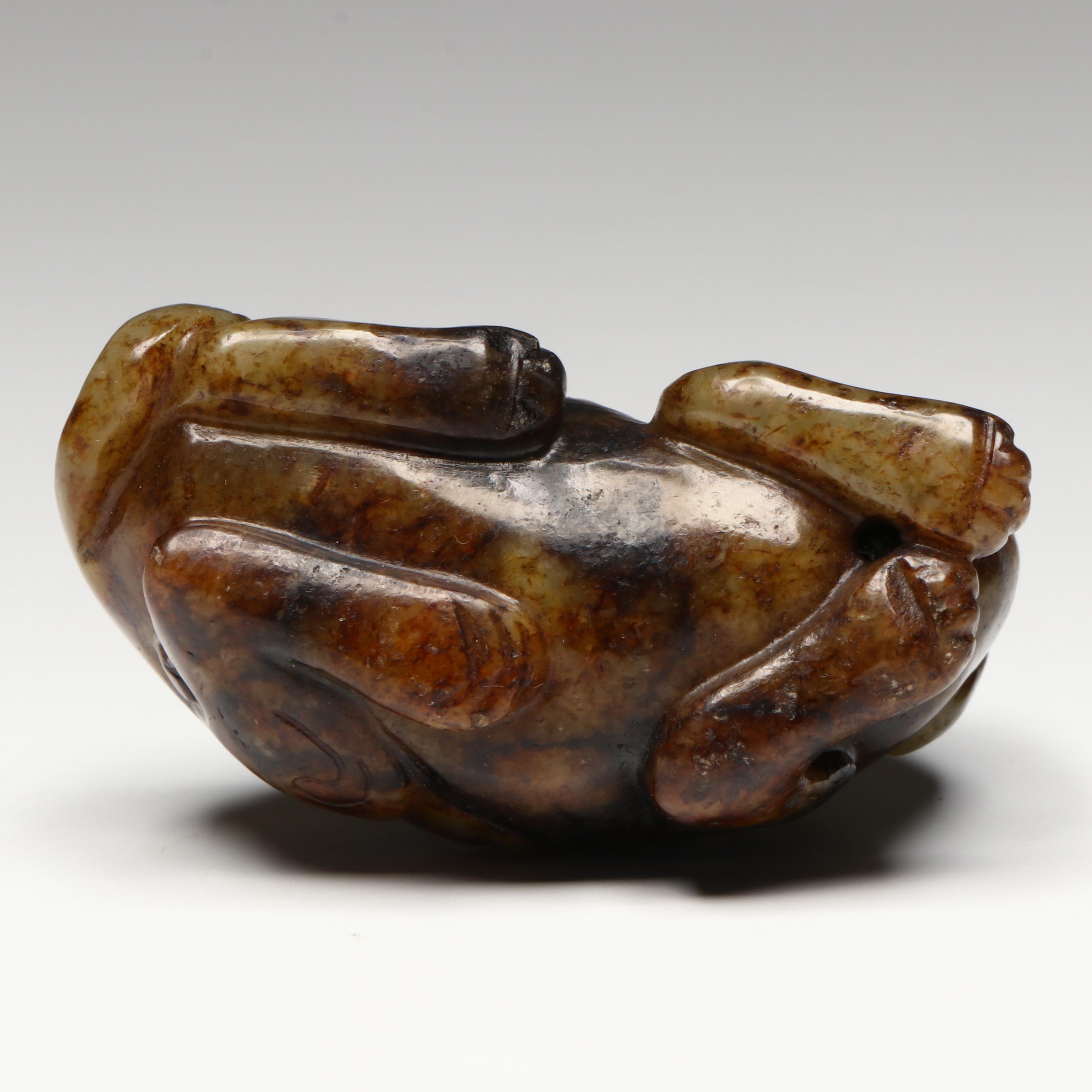 Chinese Carved Serpentine Recumbent Qilin