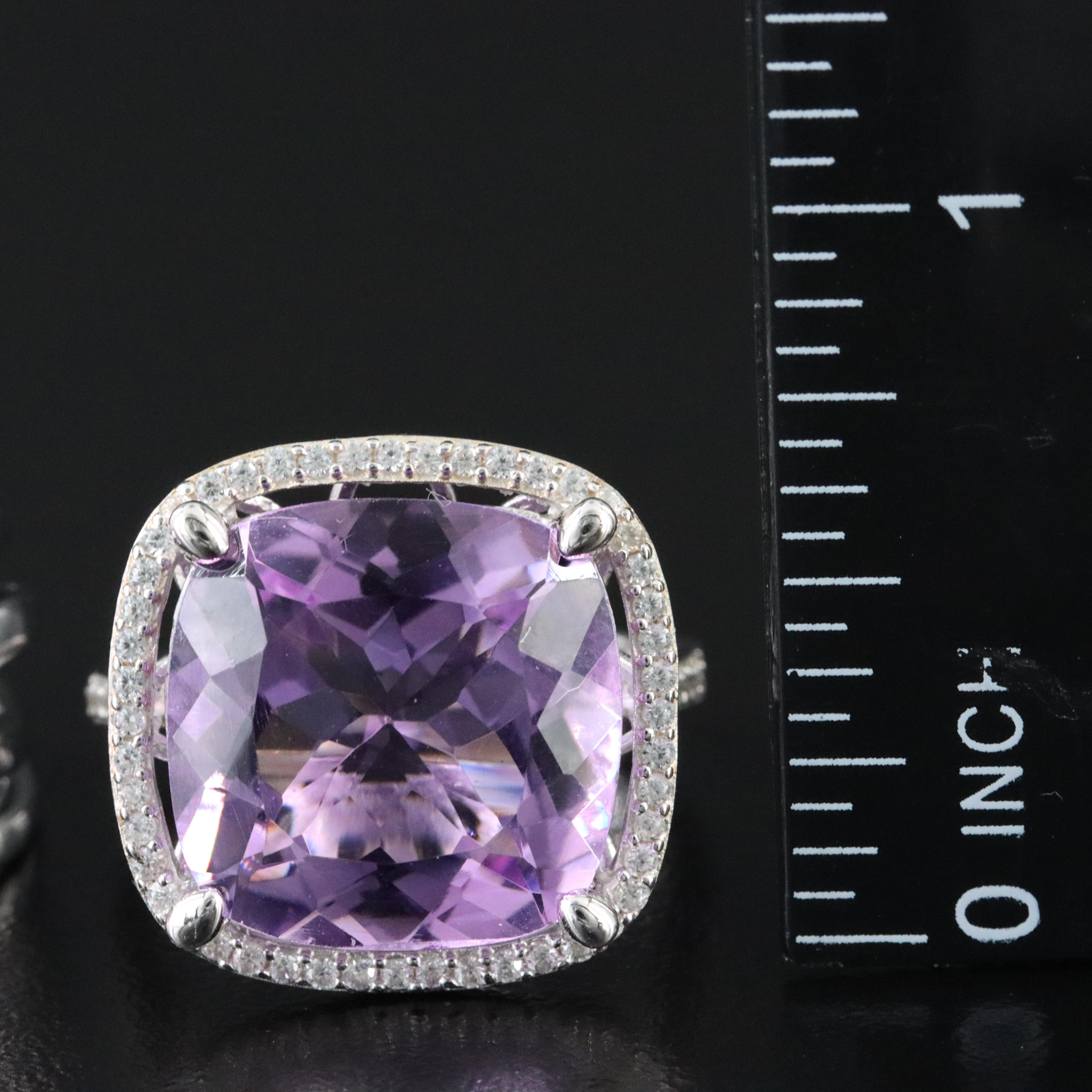 Sterling Amethyst and White Zircon Rings