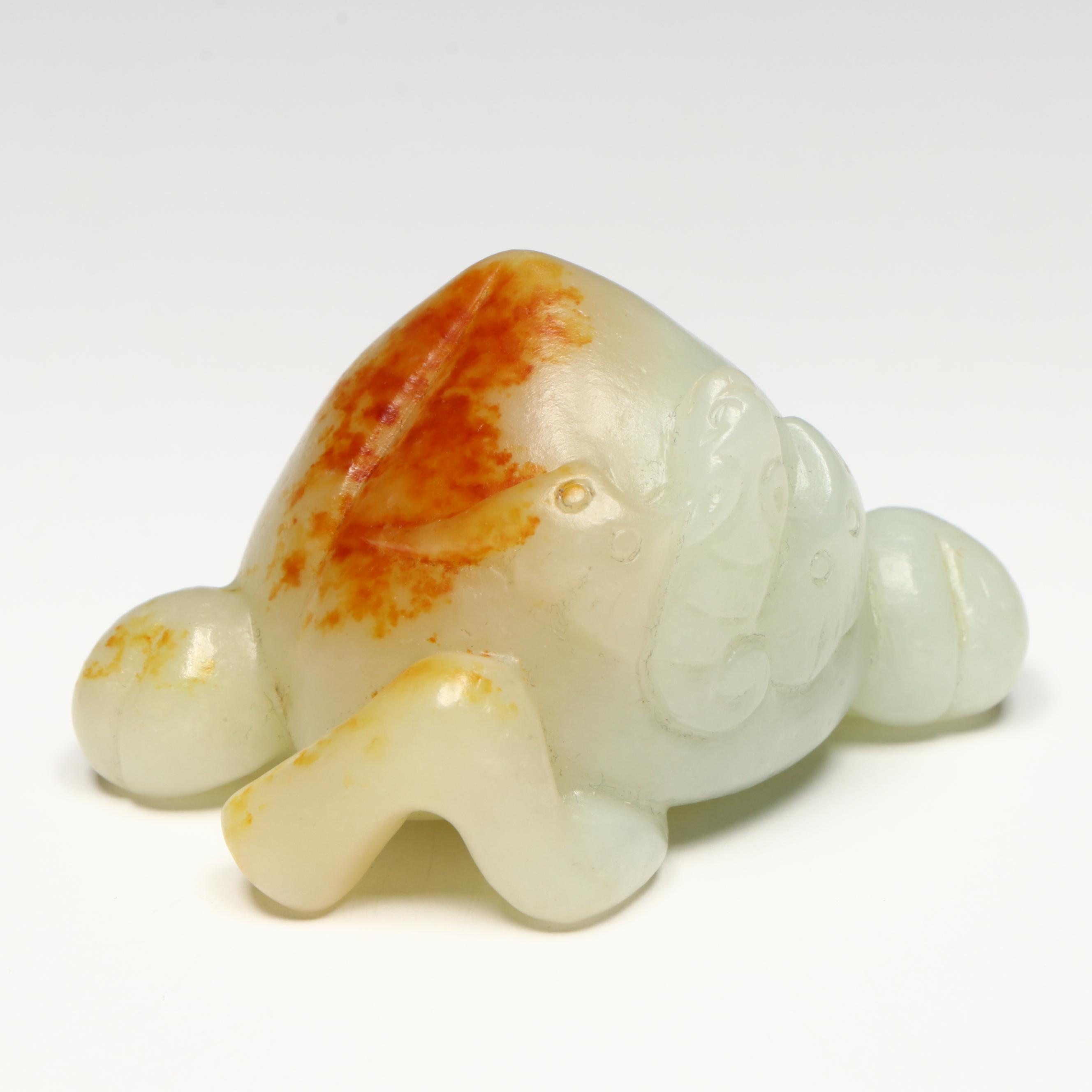 Chinese Carved Serpentine Peach and Bat