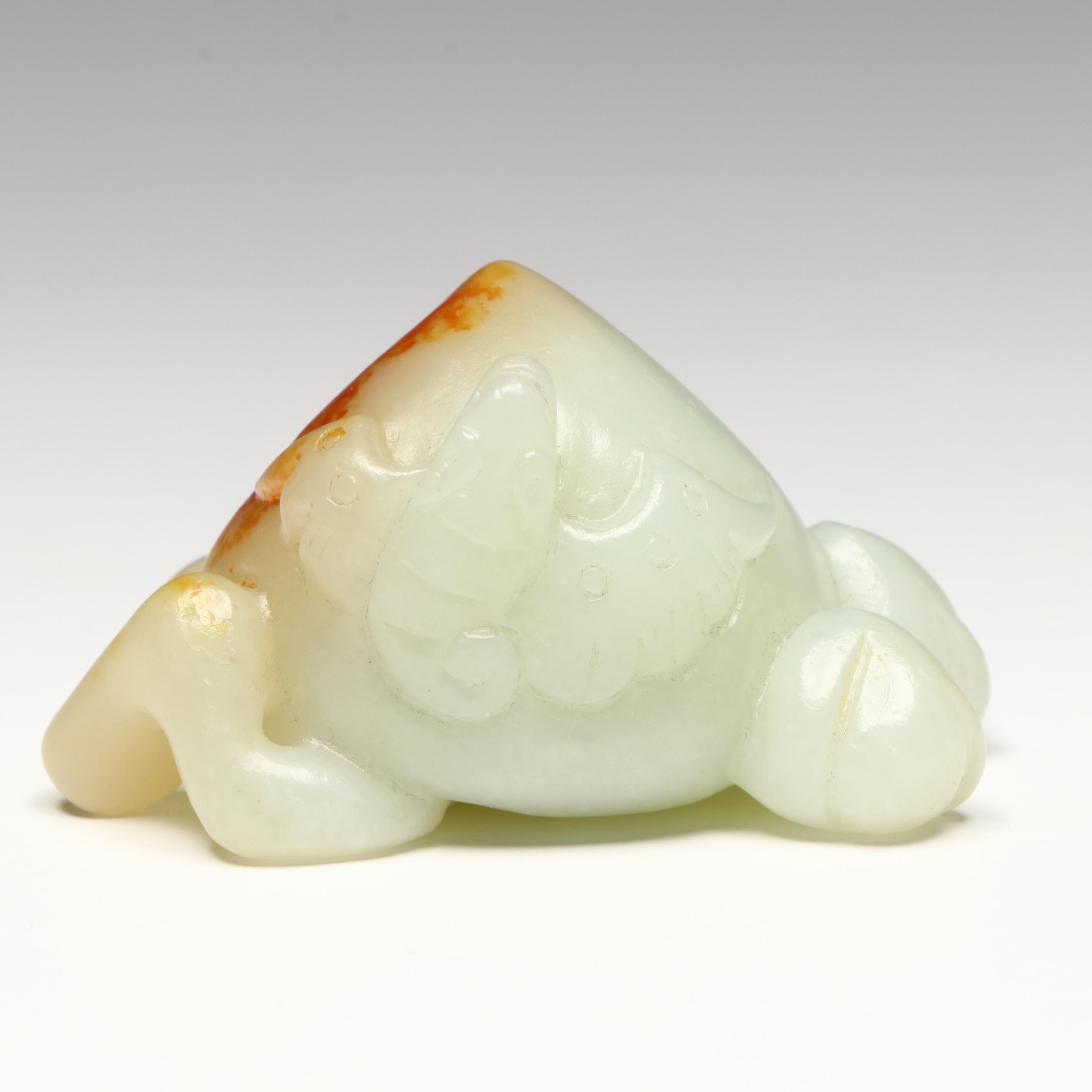 Chinese Carved Serpentine Peach and Bat