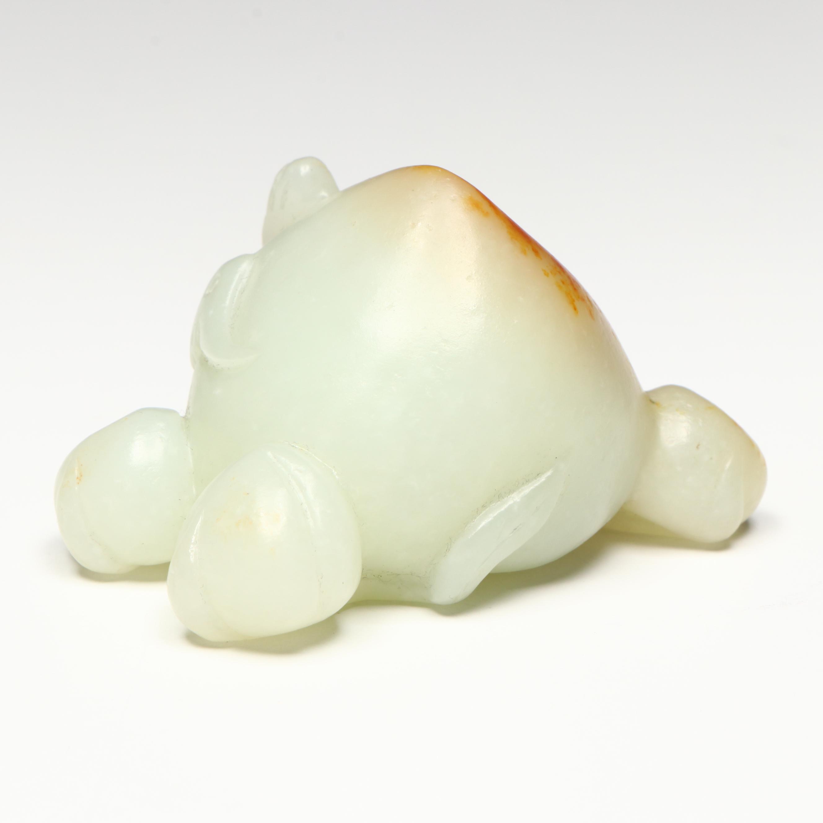 Chinese Carved Serpentine Peach and Bat