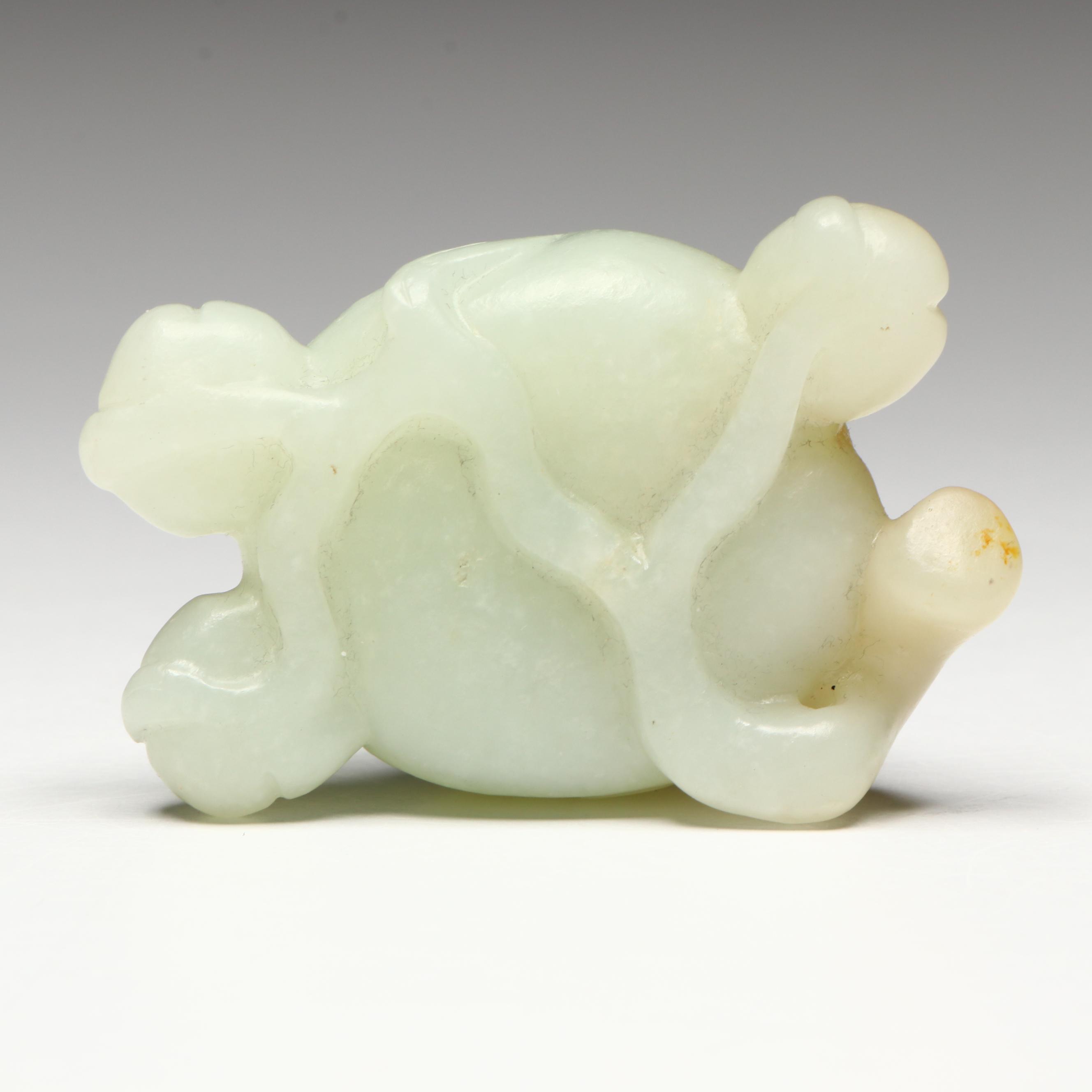 Chinese Carved Serpentine Peach and Bat