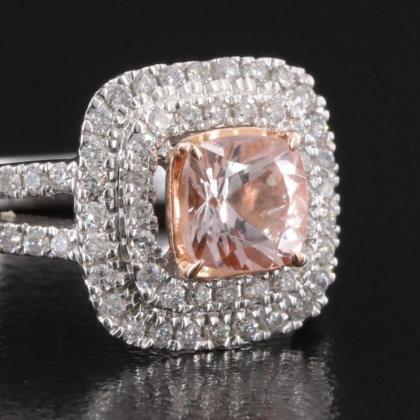 Vera Wang 14K Morganite and Diamond Halo Ring