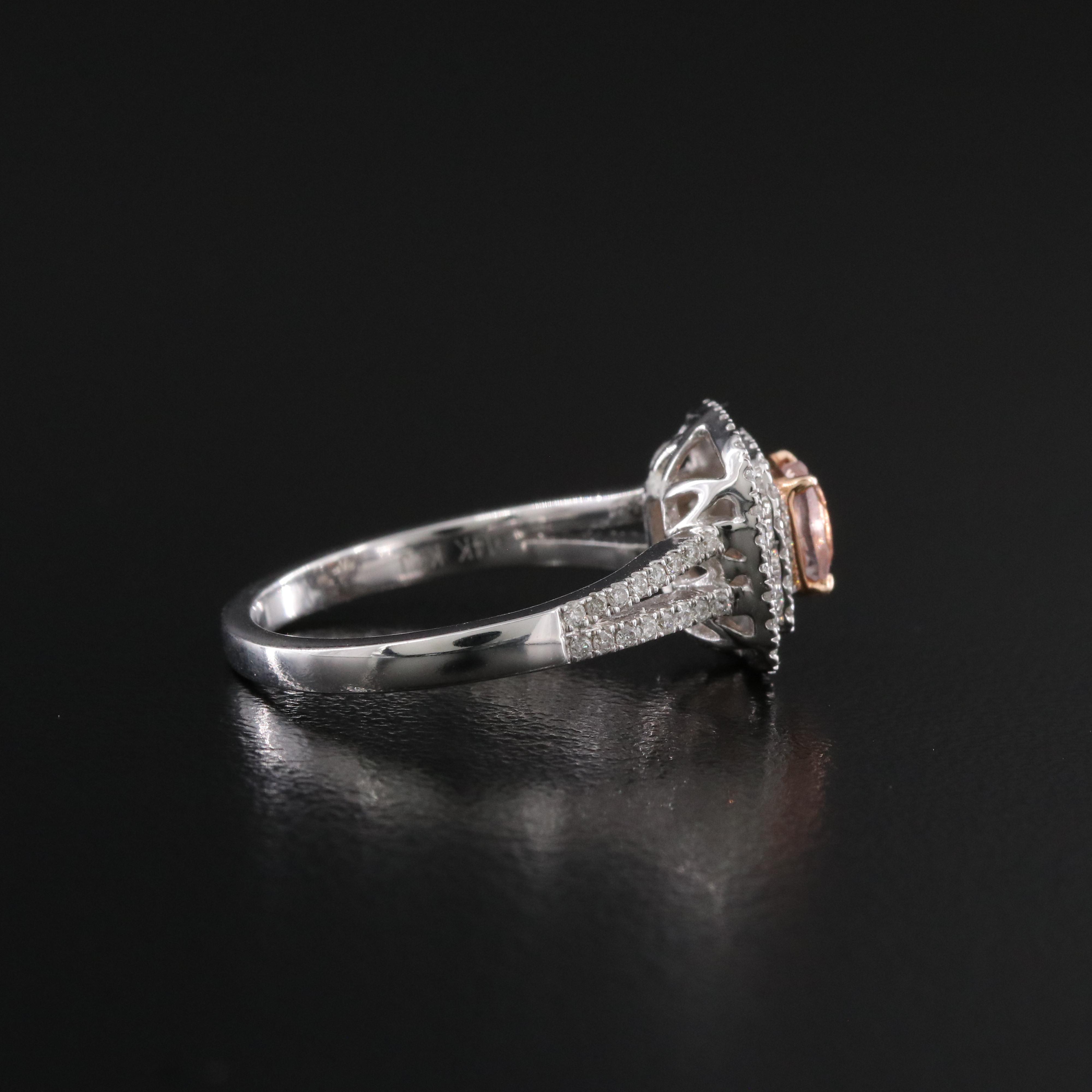 Vera Wang 14K Morganite and Diamond Halo Ring