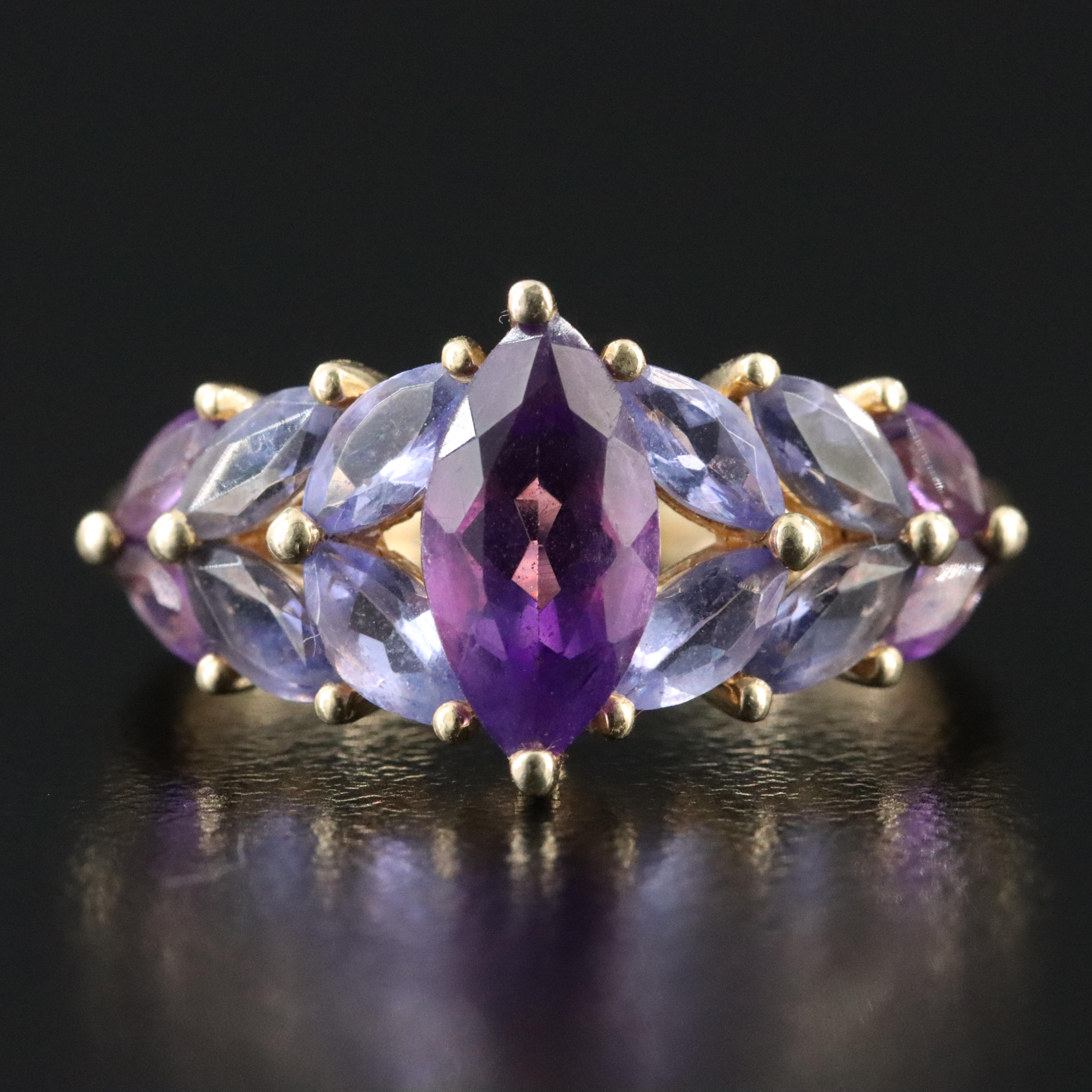 14K Amethyst, Tanzanite and Iolite Ring