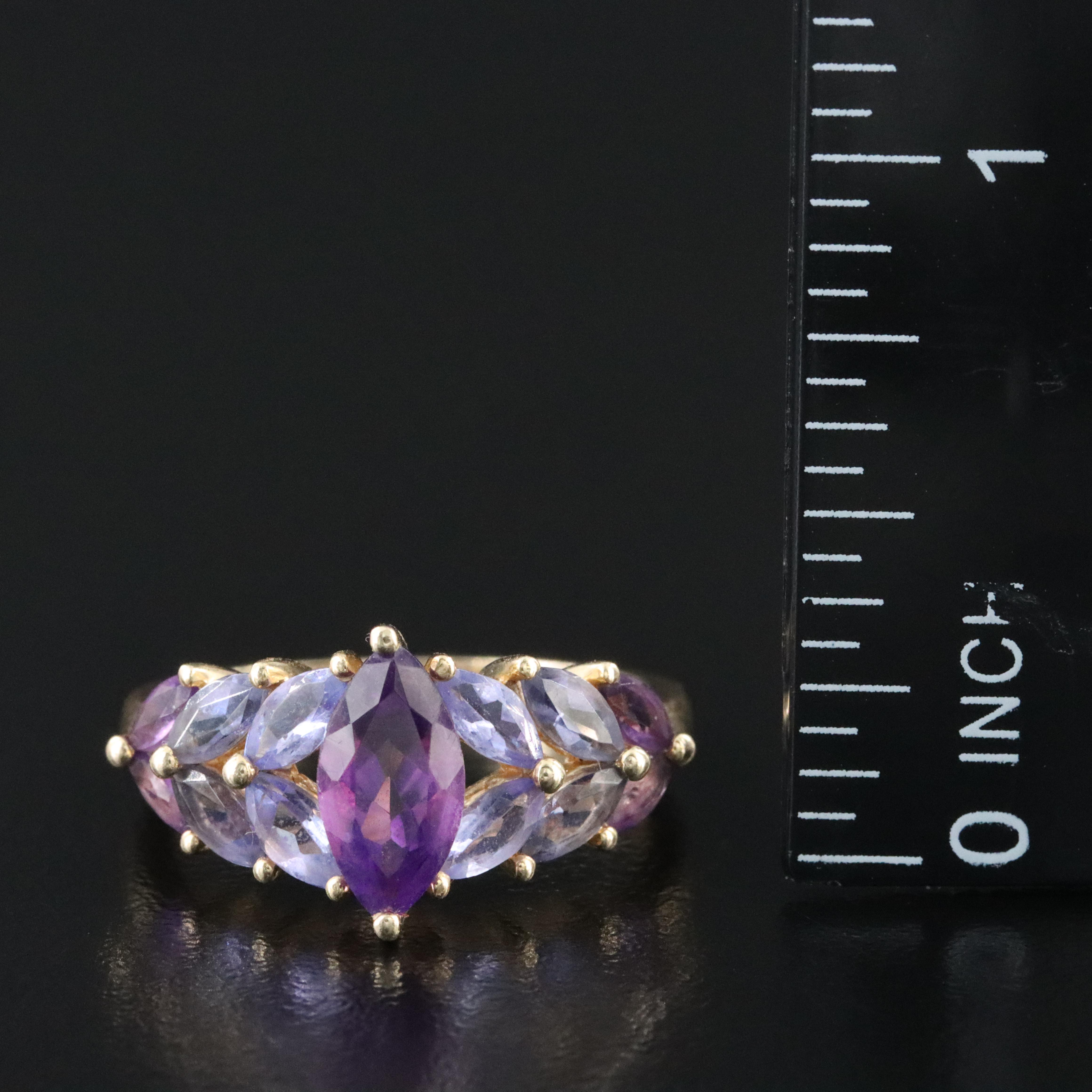 14K Amethyst, Tanzanite and Iolite Ring