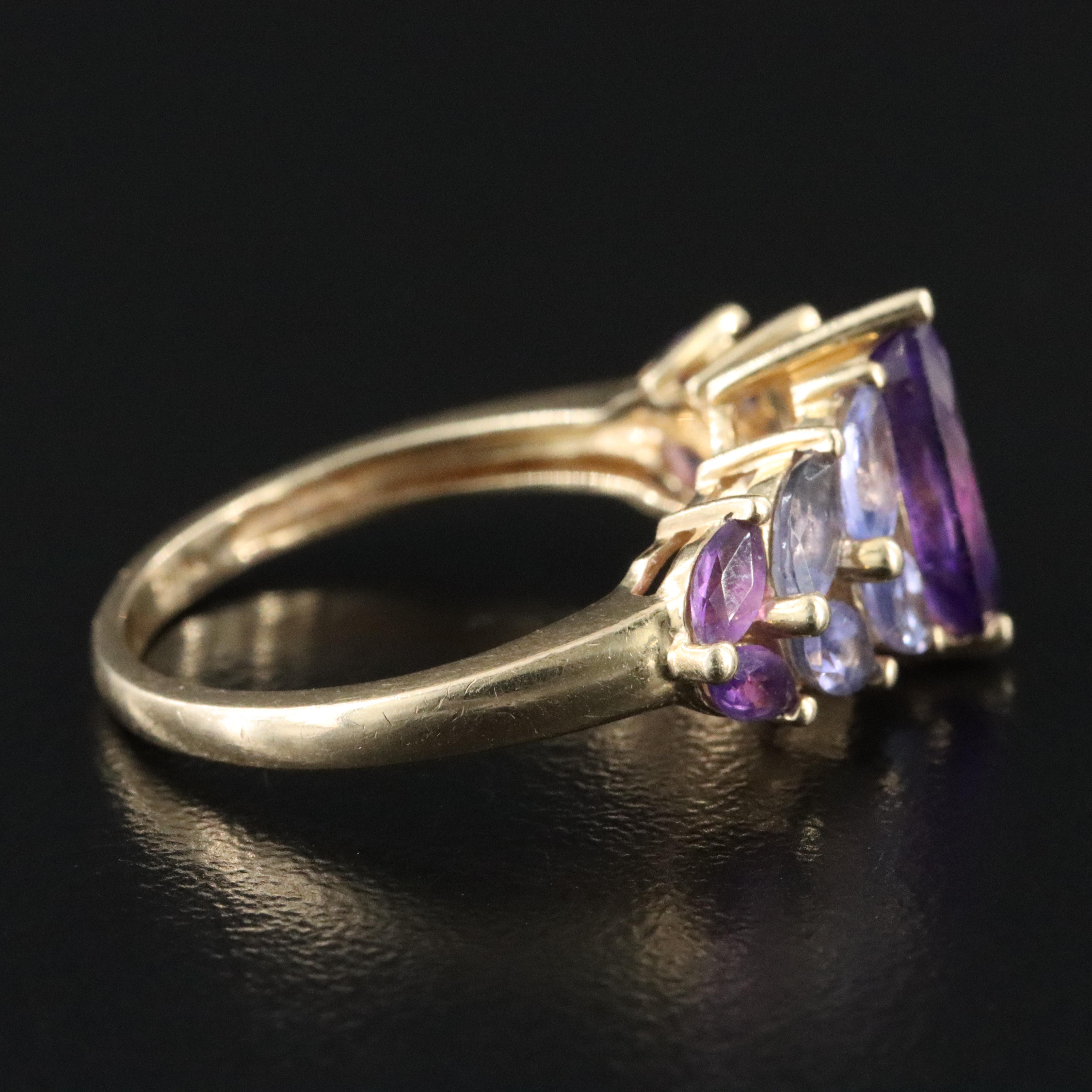 14K Amethyst, Tanzanite and Iolite Ring
