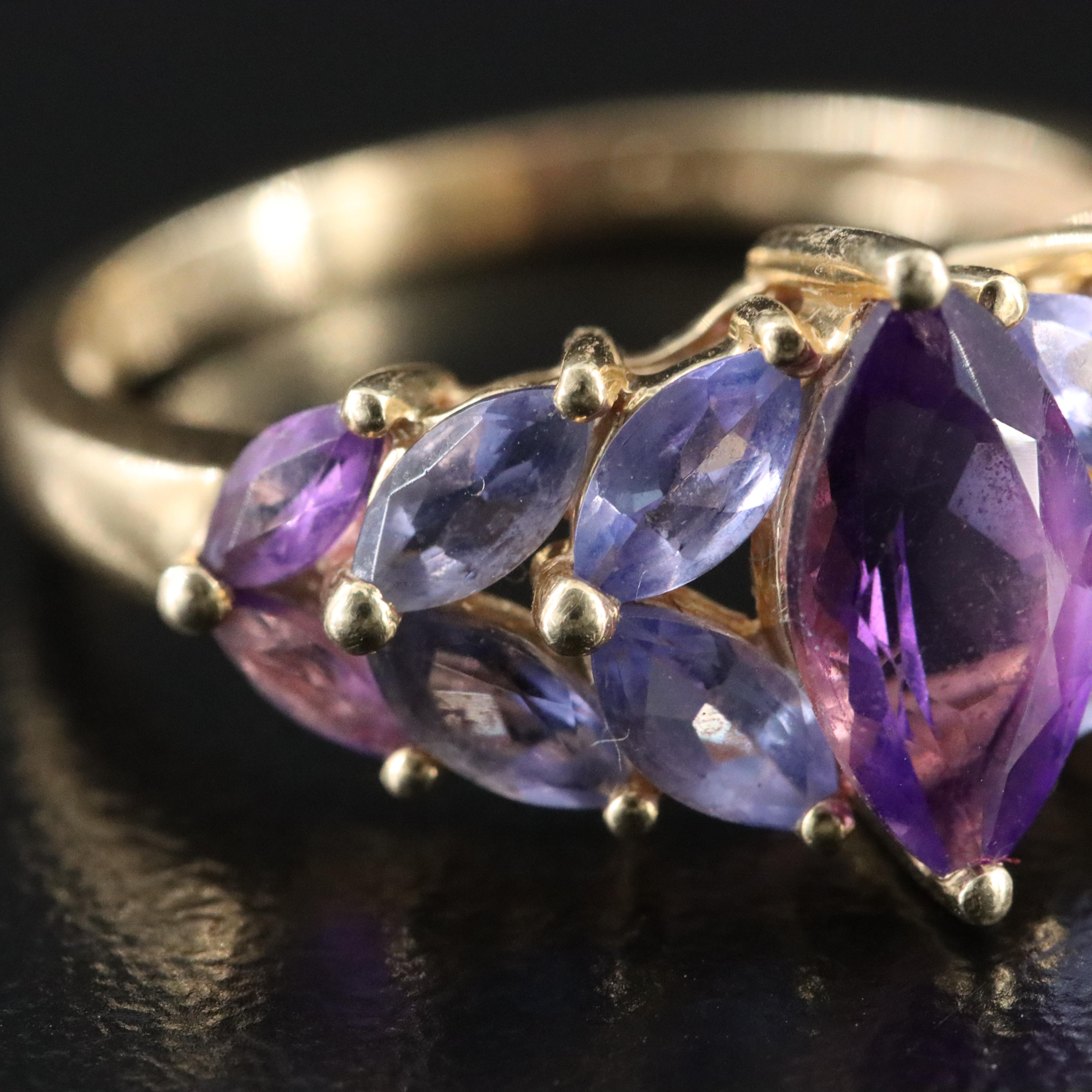 14K Amethyst, Tanzanite and Iolite Ring
