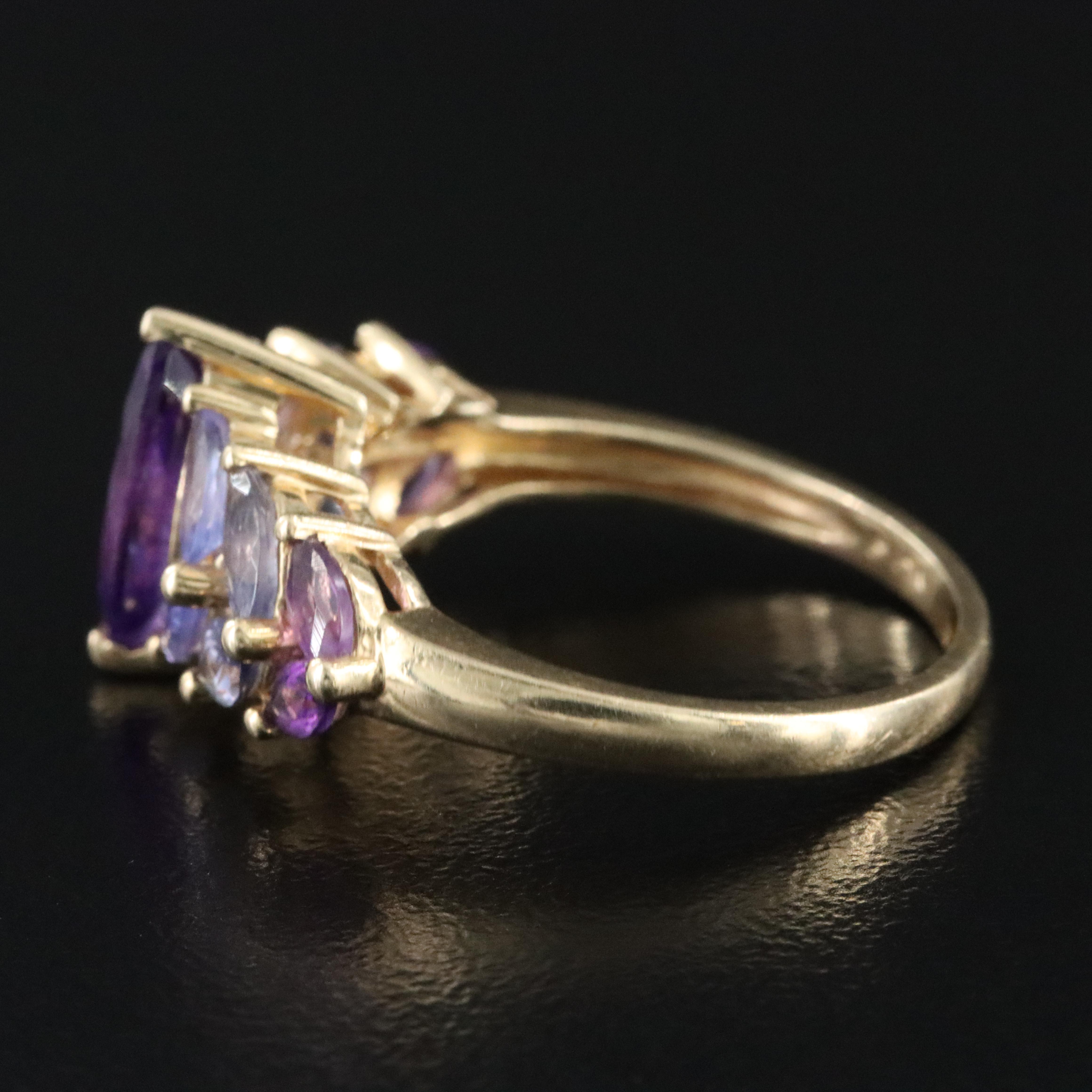 14K Amethyst, Tanzanite and Iolite Ring