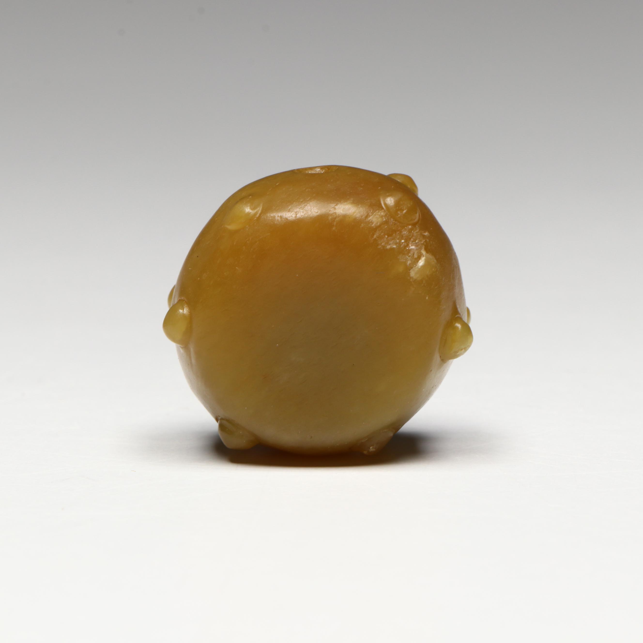 Chinese Carved Serpentine Drum Pendant