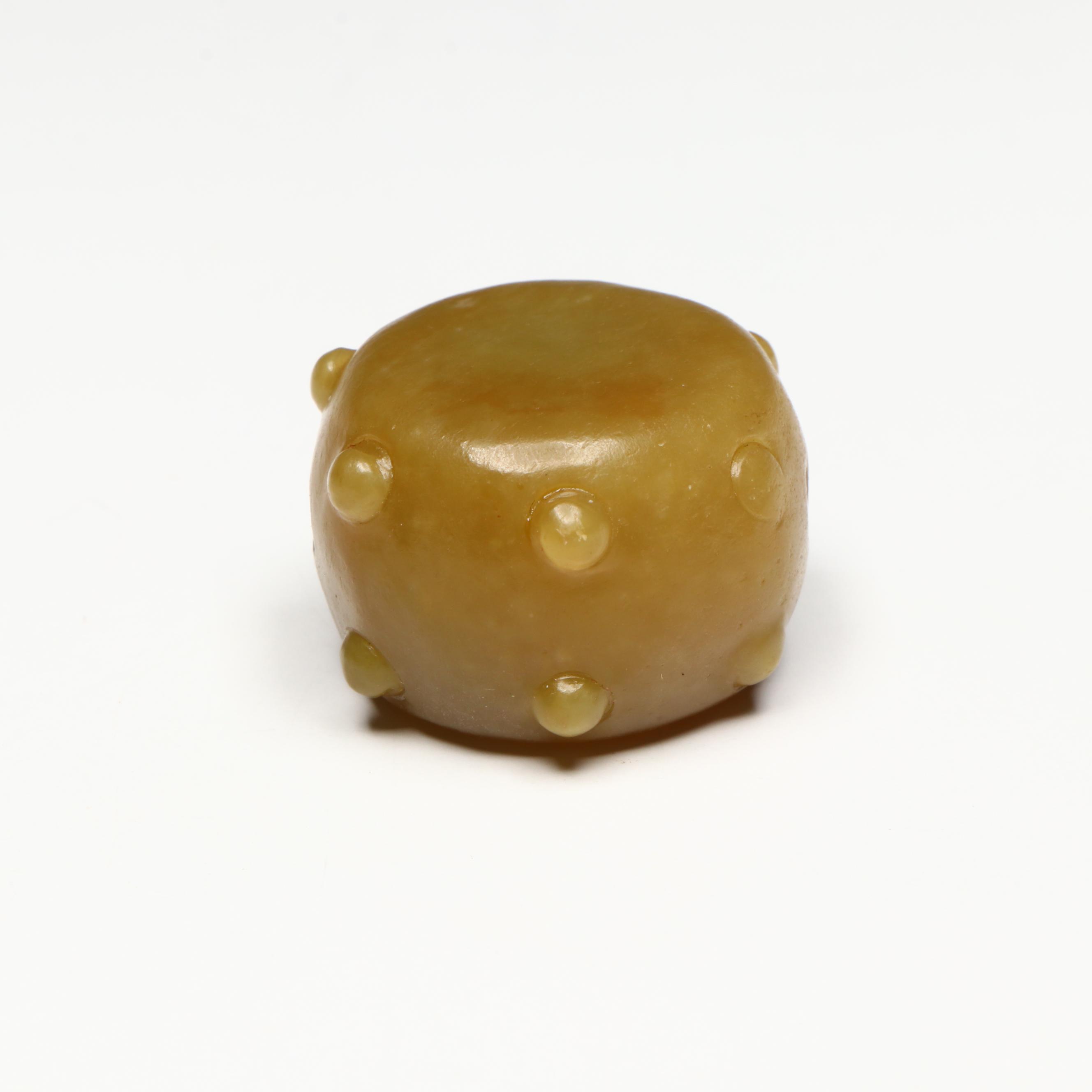 Chinese Carved Serpentine Drum Pendant