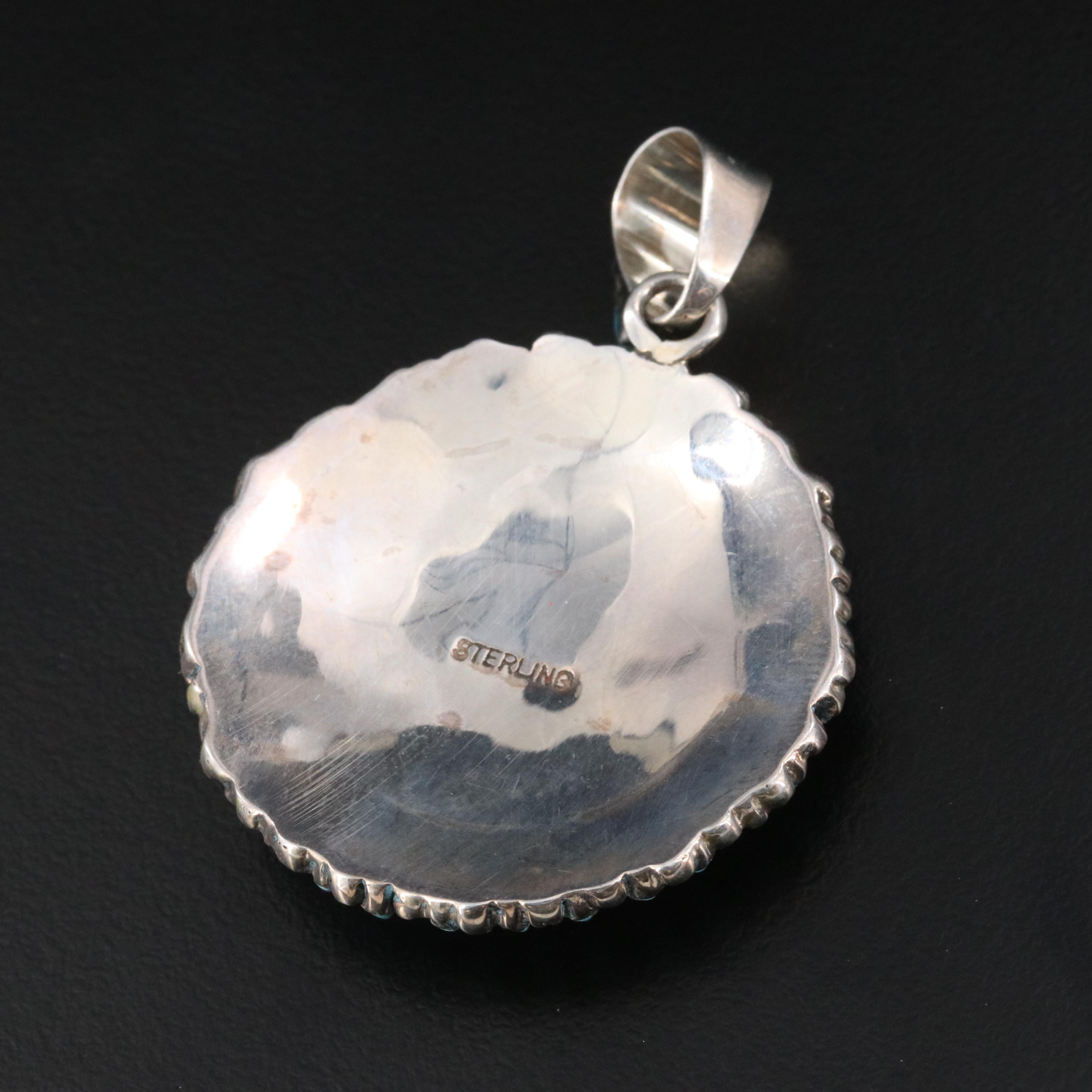 Sterling Faux Turquoise Petit Point Pendant