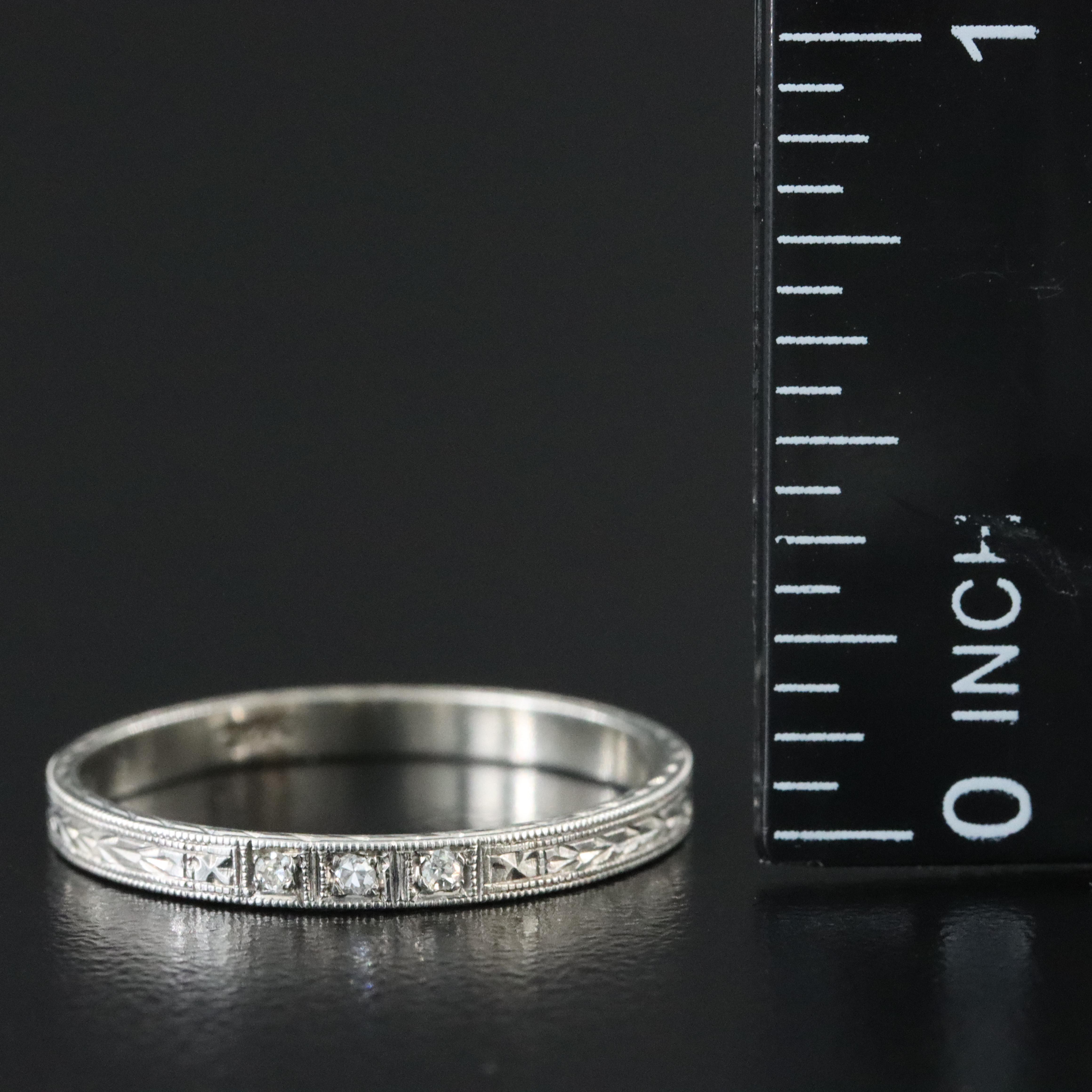 Antique 18K 0.03 CTW Diamond Band with Engraved Details