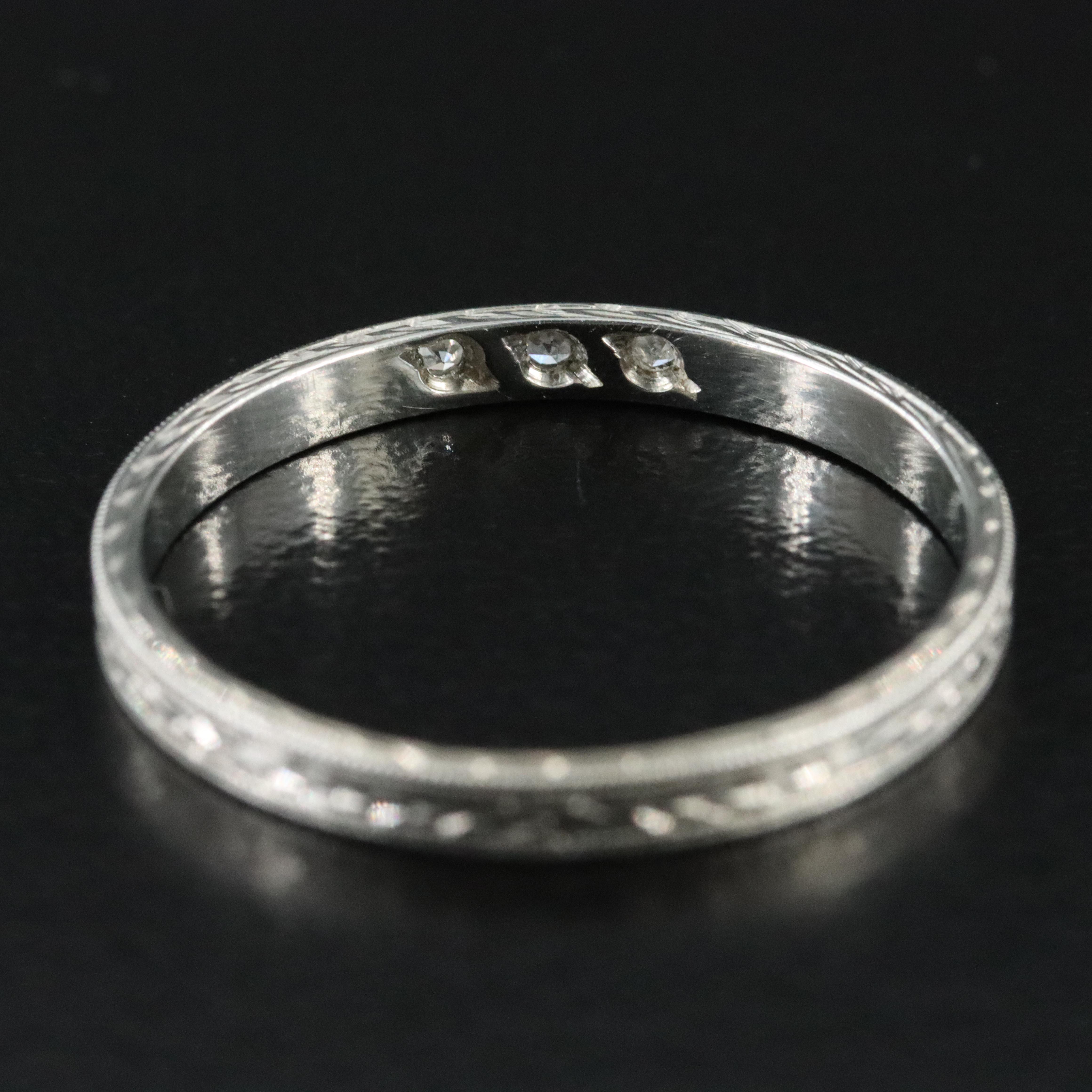Antique 18K 0.03 CTW Diamond Band with Engraved Details