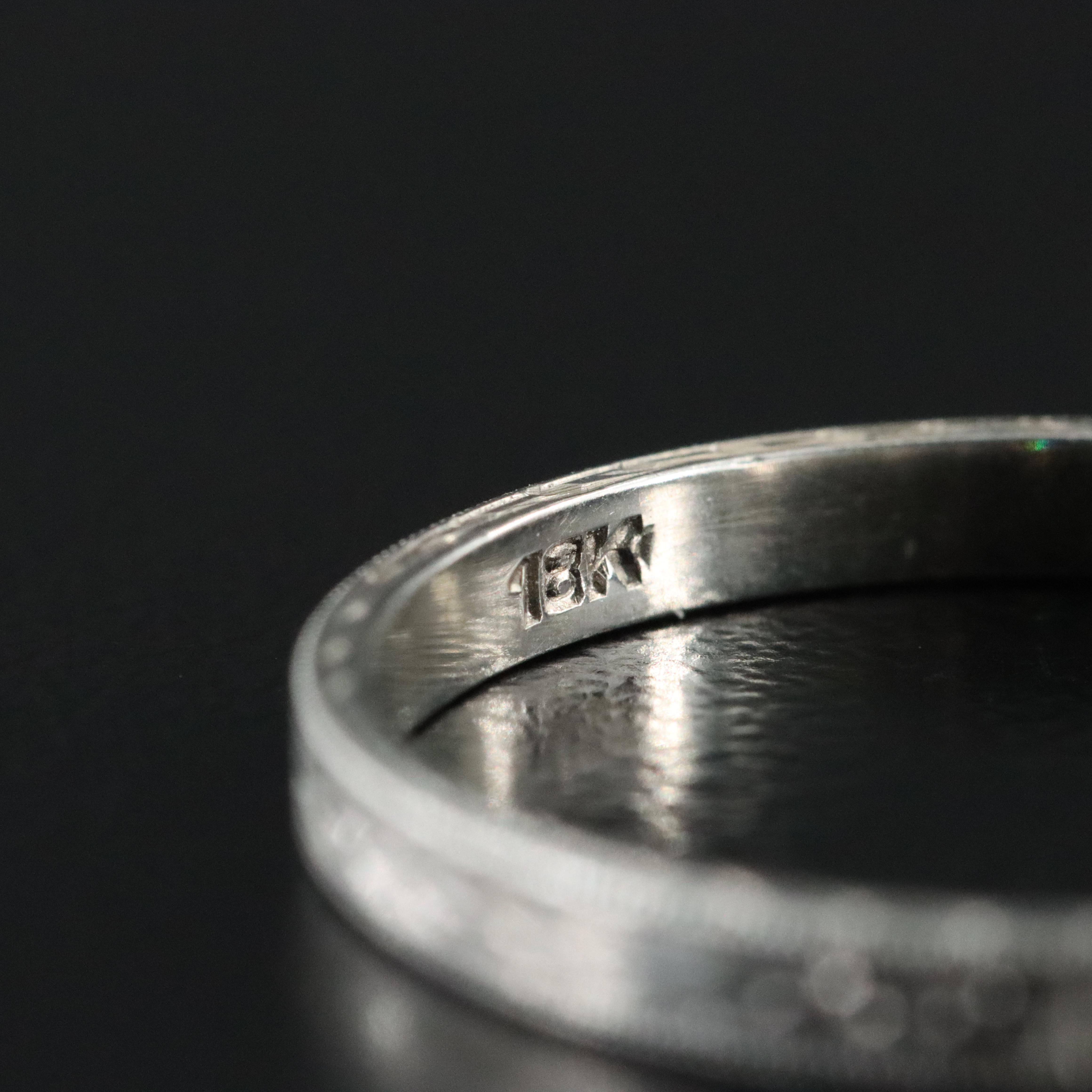 Antique 18K 0.03 CTW Diamond Band with Engraved Details