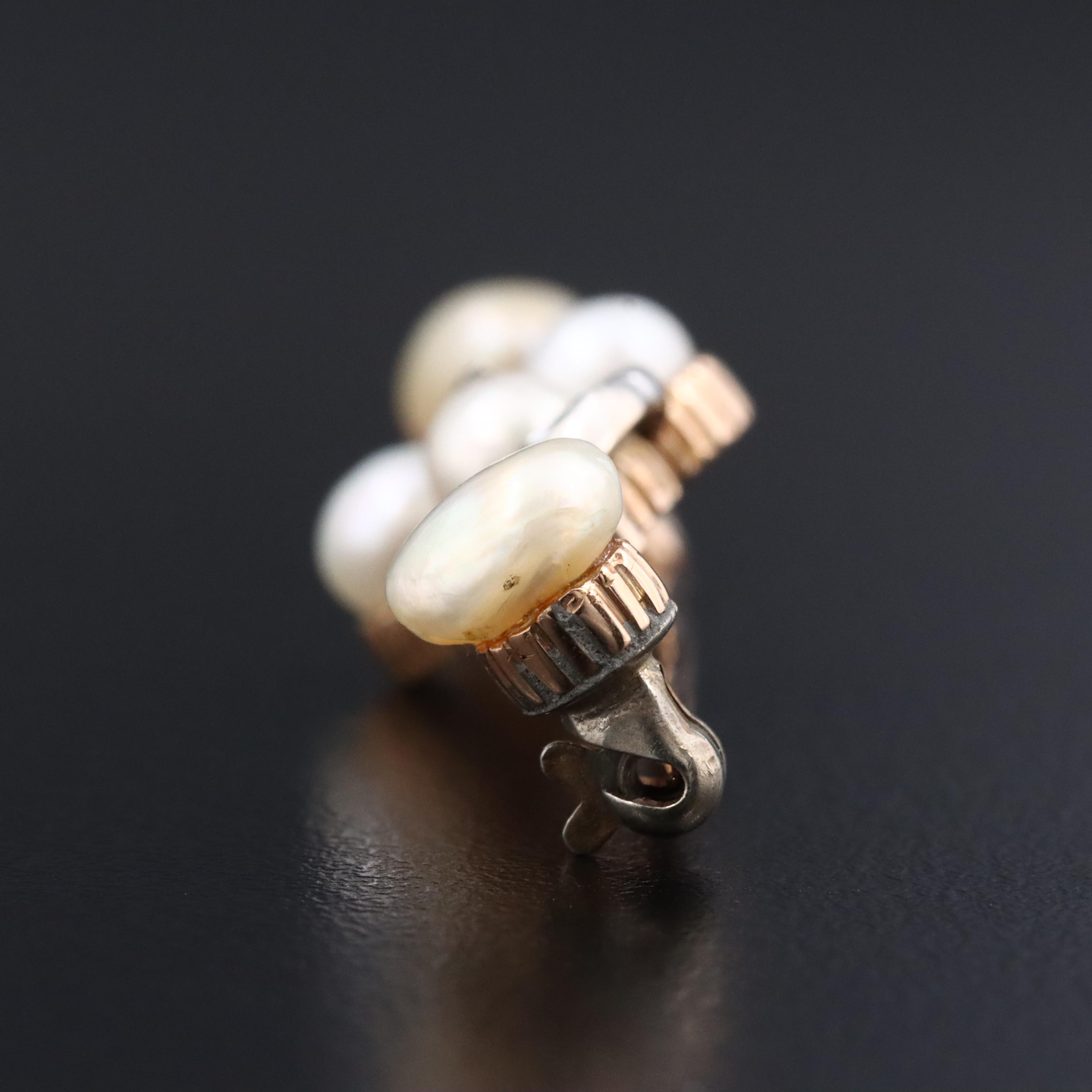 Antique 14K Pearl and Diamond Bar Brooch with Sterling Accent