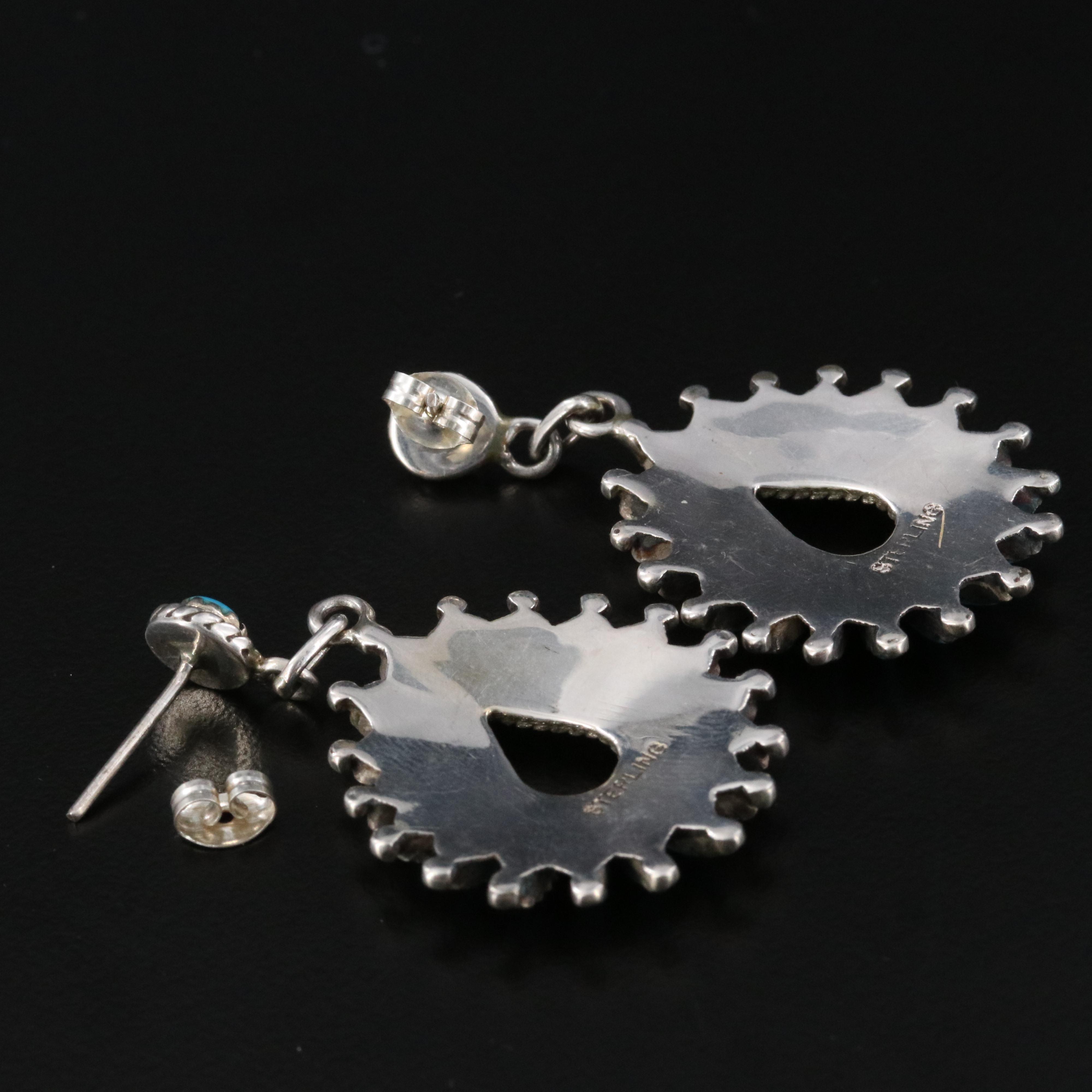 Sterling Faux Turquoise Petit Point Earrings