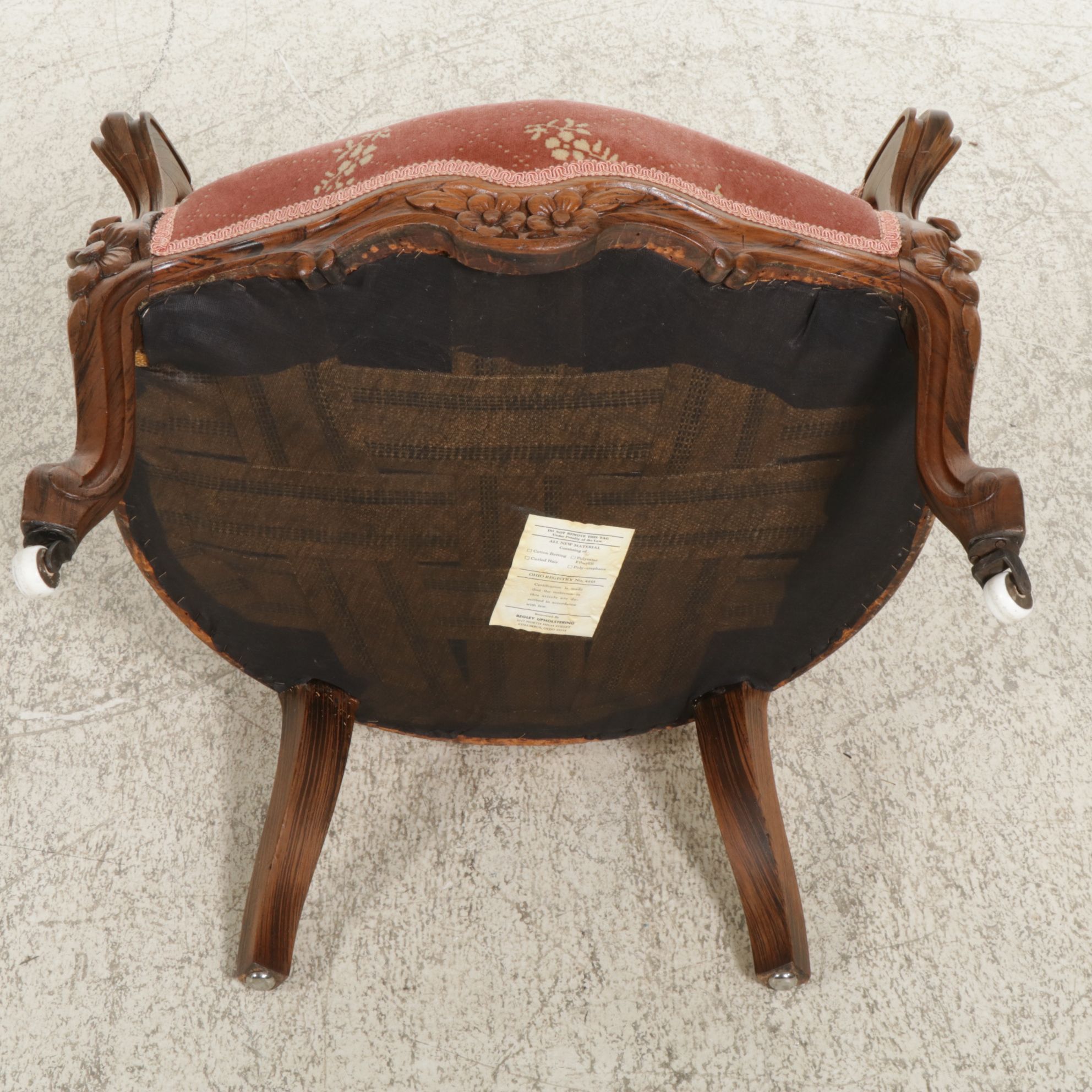 Victorian Carved Rosewood Upholstered Armchair, Early 20th Century