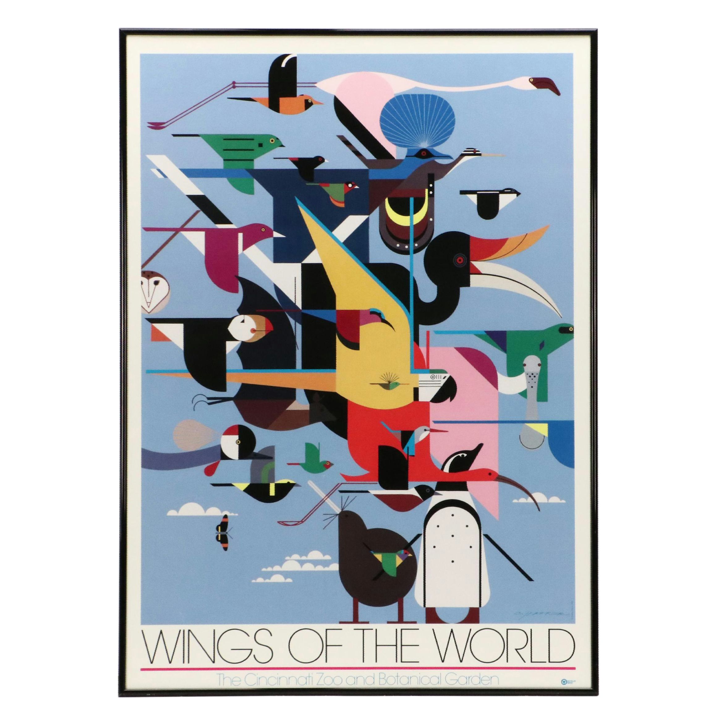 Charley Harper Offset Lithograph "Wings of the World," 1996
