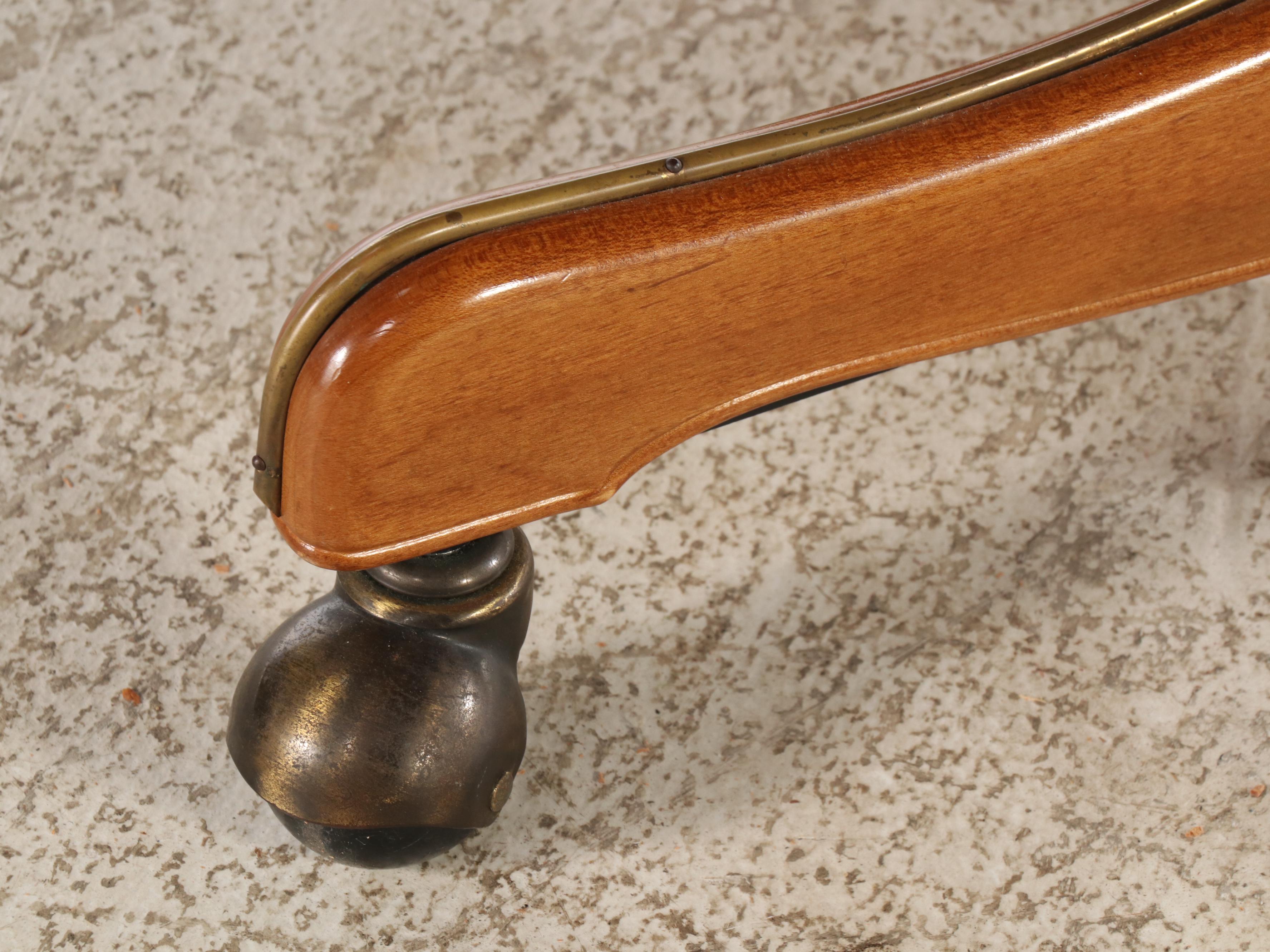 Chippendale Style Faux Leather and Wood Office Chair on Wheels