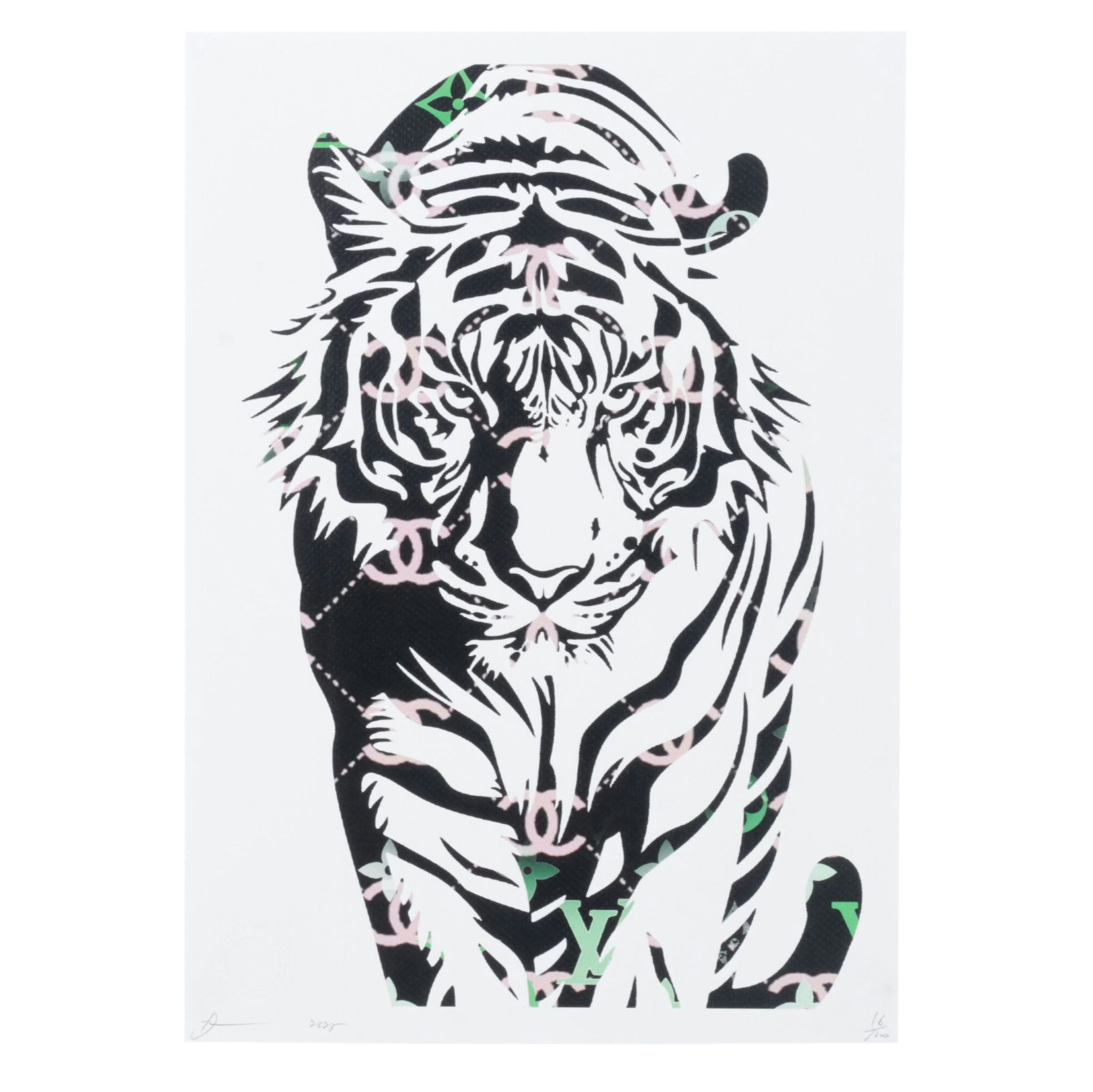 Death NYC Pop Art Digital Graphic Print Homage to Chanel x Tiger x LV, 2025