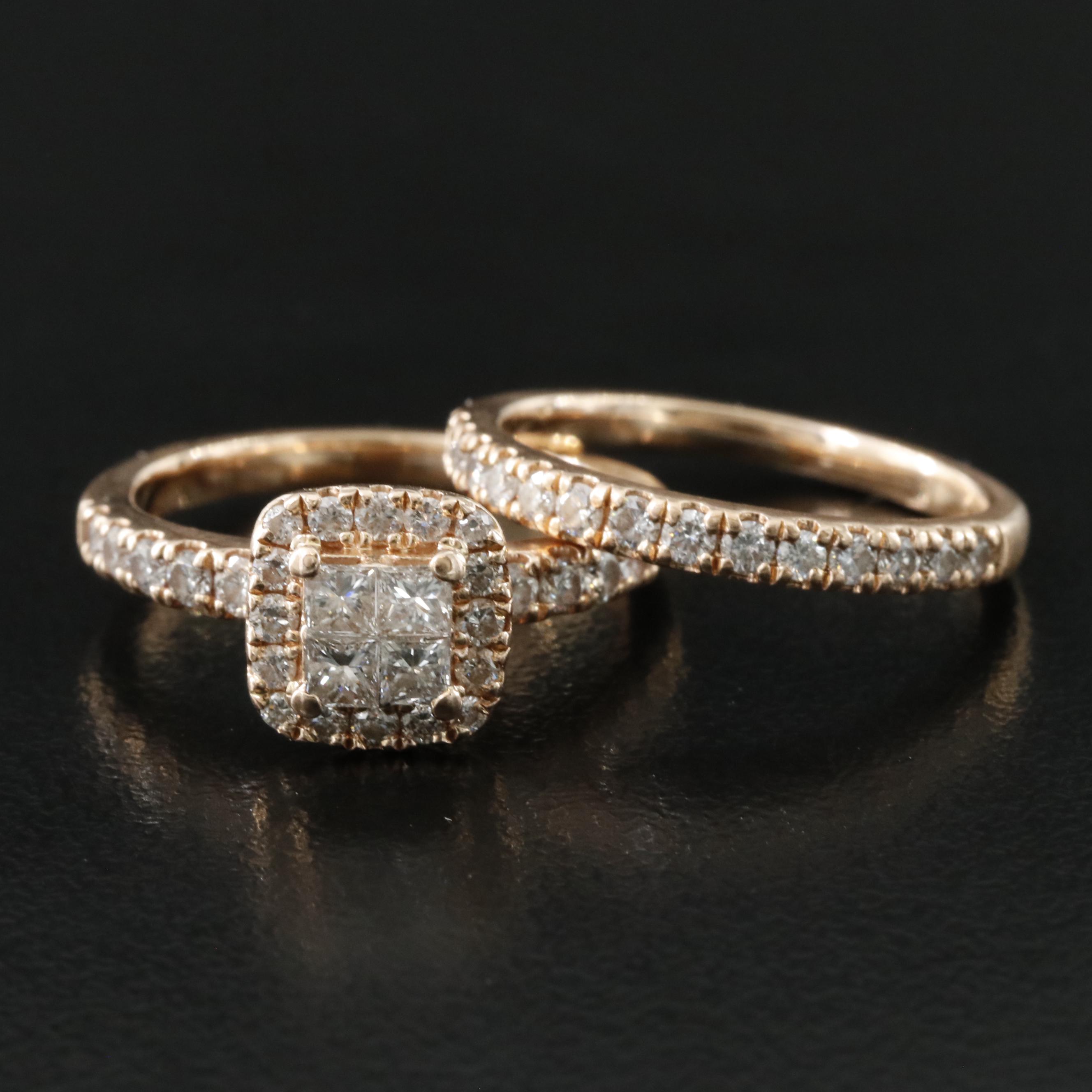 14K Rose Gold 1.02 CTW Diamond Ring Set