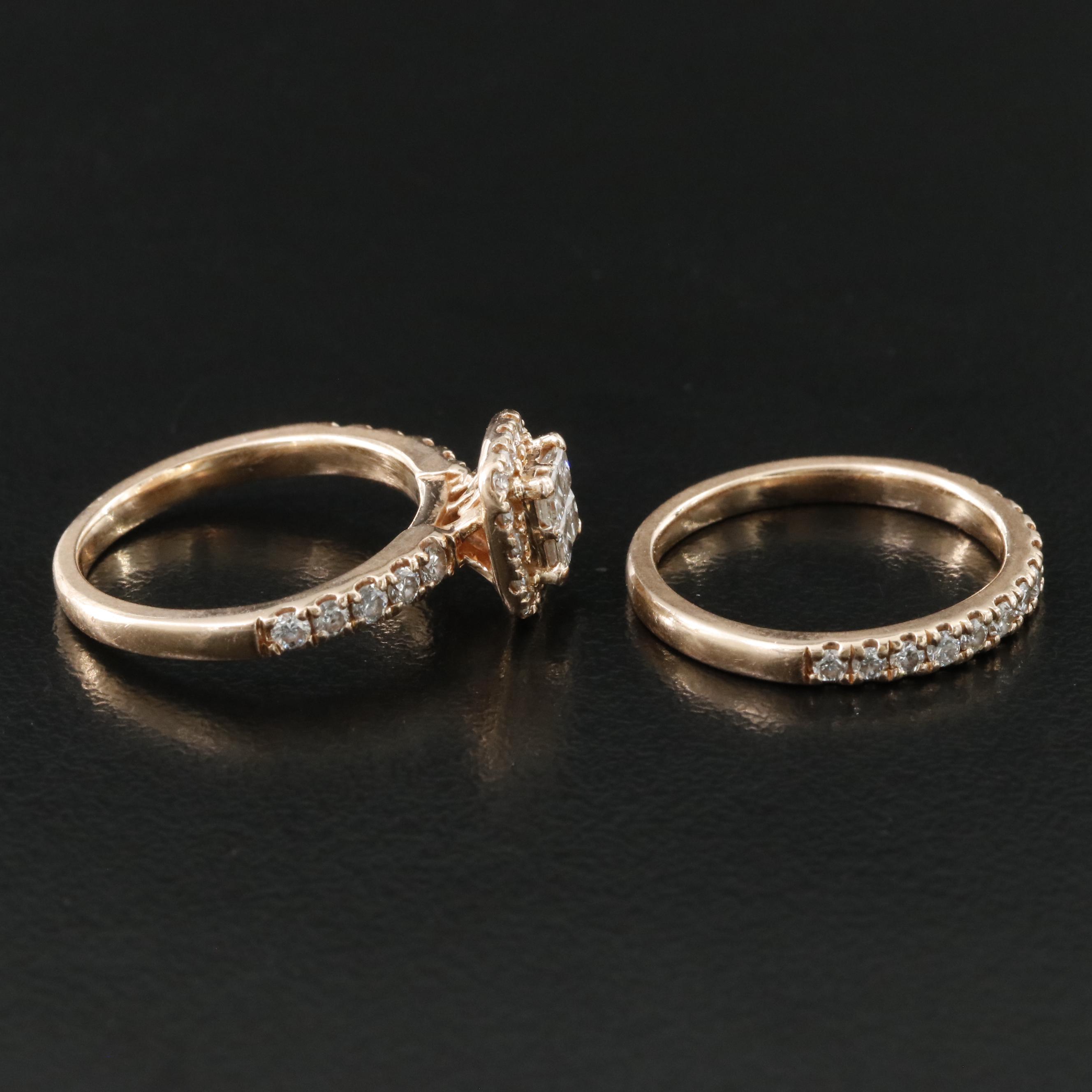 14K Rose Gold 1.02 CTW Diamond Ring Set