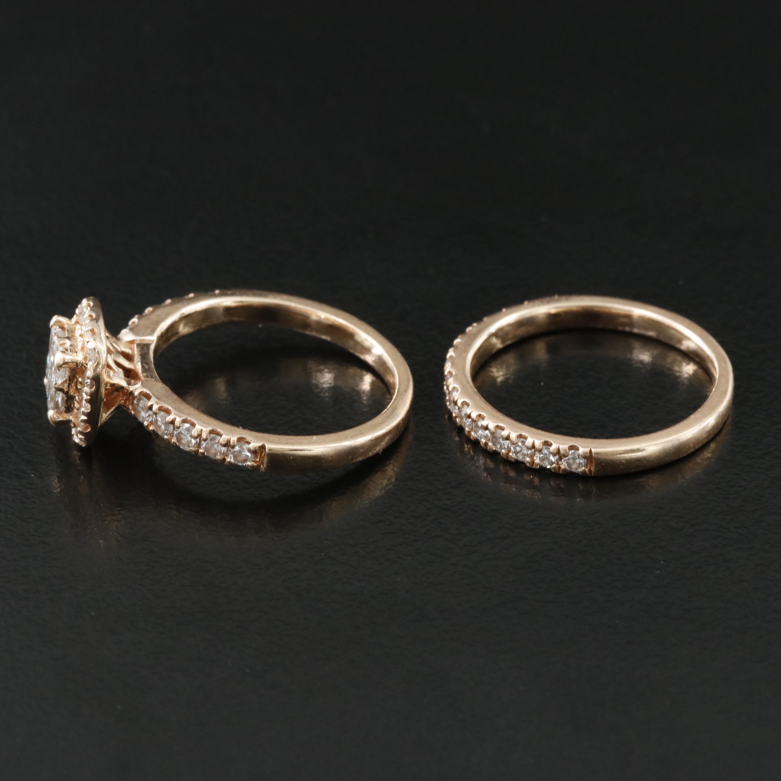 14K Rose Gold 1.02 CTW Diamond Ring Set