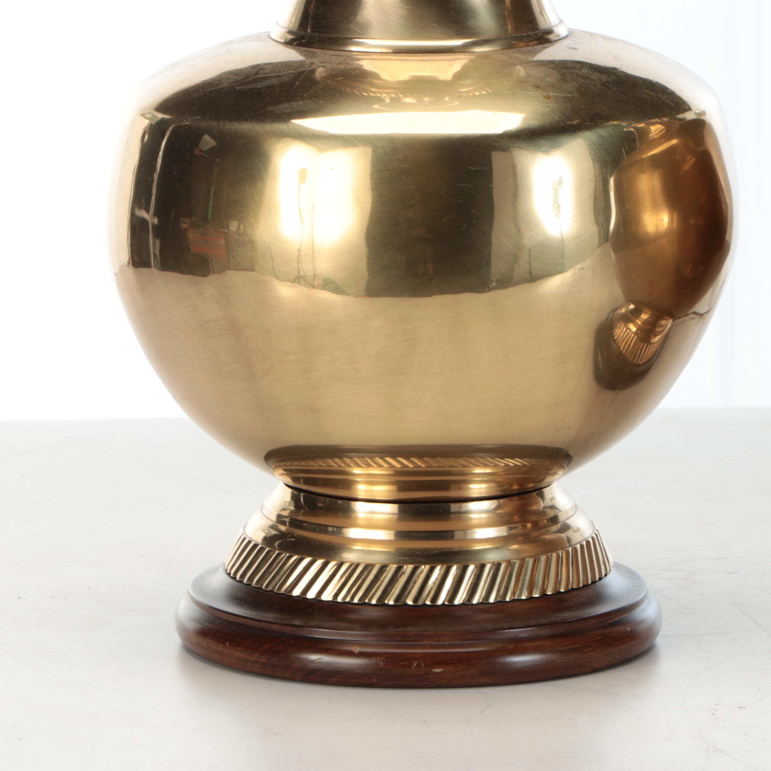 Spun Brass Urn Table Lamp Pair