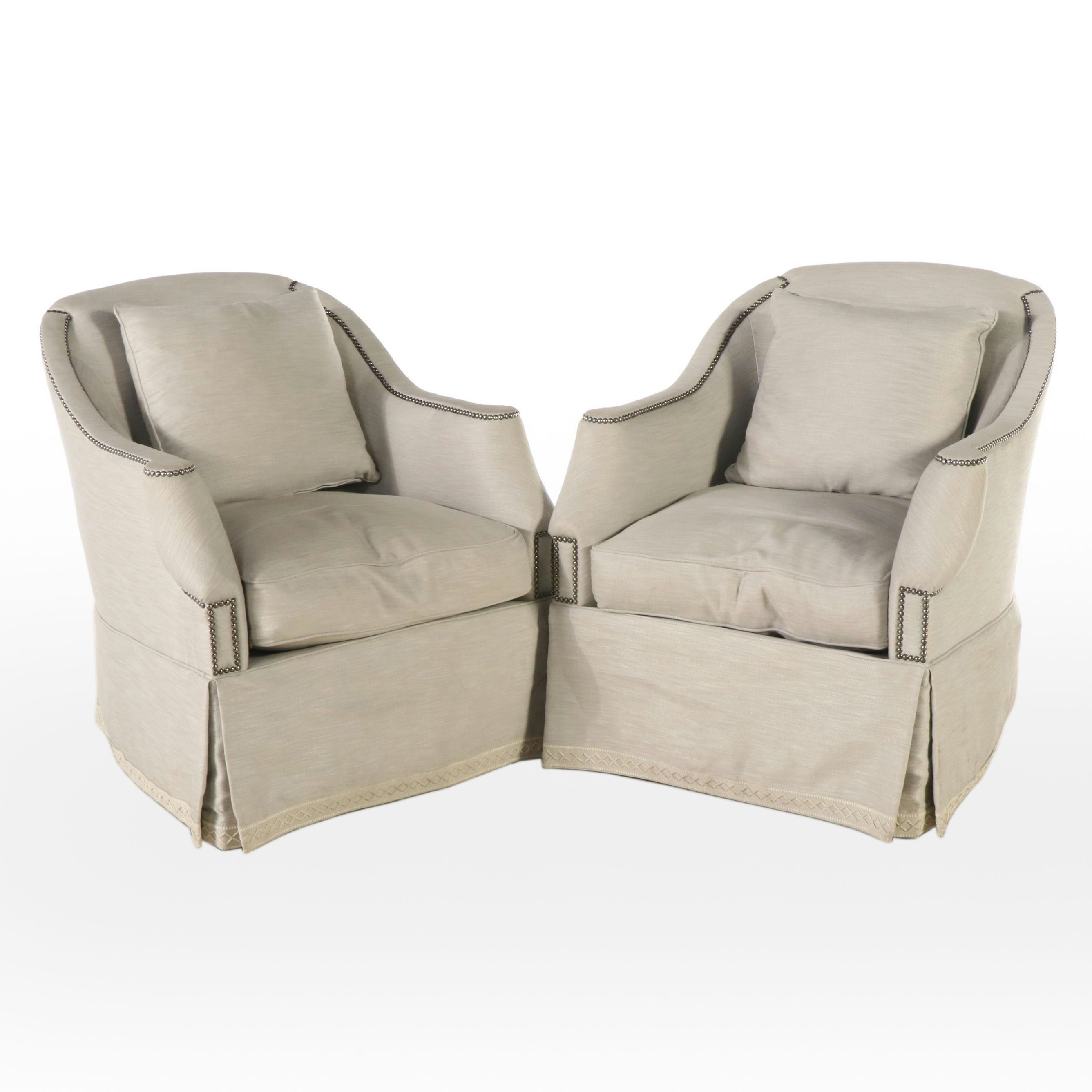 Pair of Hickory Chair Furniture Co. Modern Upholstered Armchairs