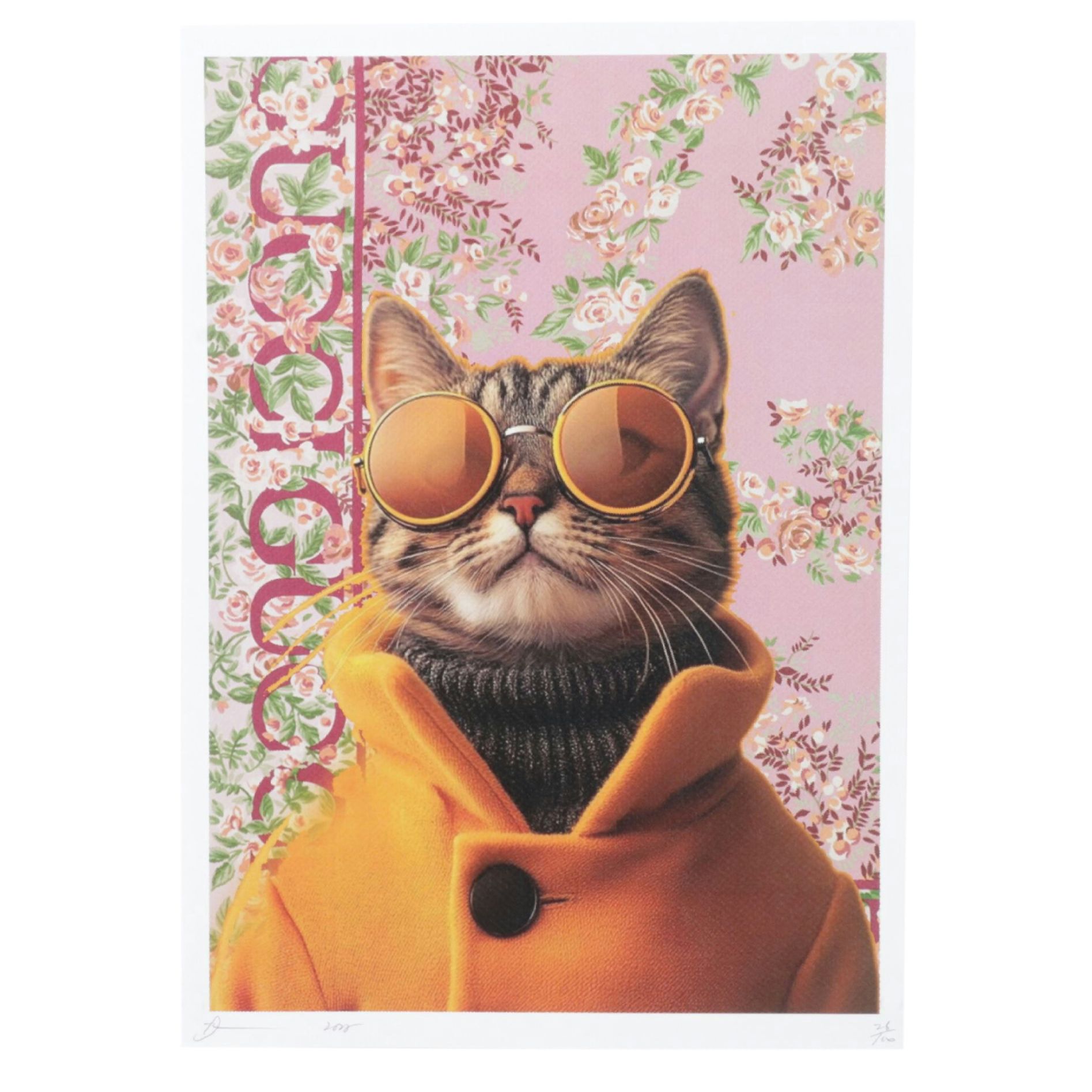Death NYC Pop Art Digital Graphic Print Homage to Gucci x Retro Cat, 2025