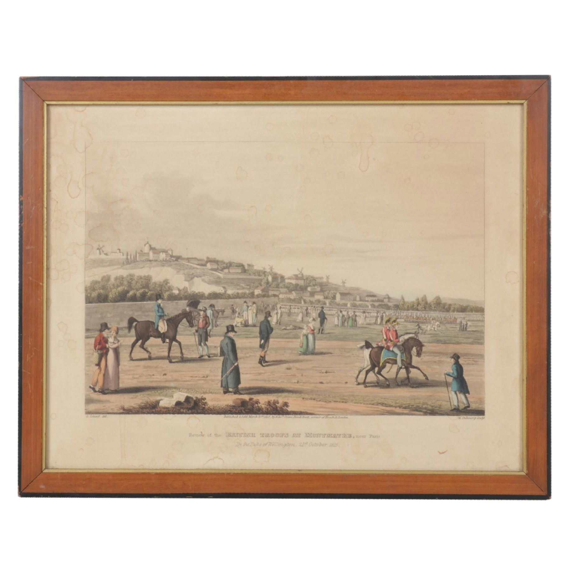Edward Orme Lithograph After G. Scharf "British Troops in Montmatre...", 1817