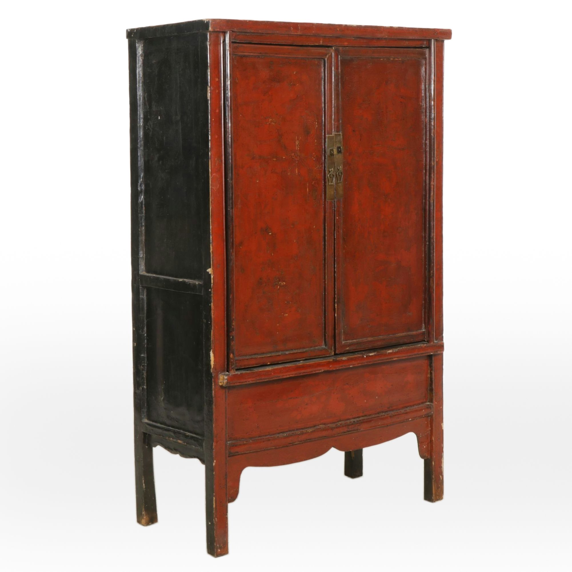 Rustic Chinese Qing Dynasty Painted Wood Cabinet, 19th Century