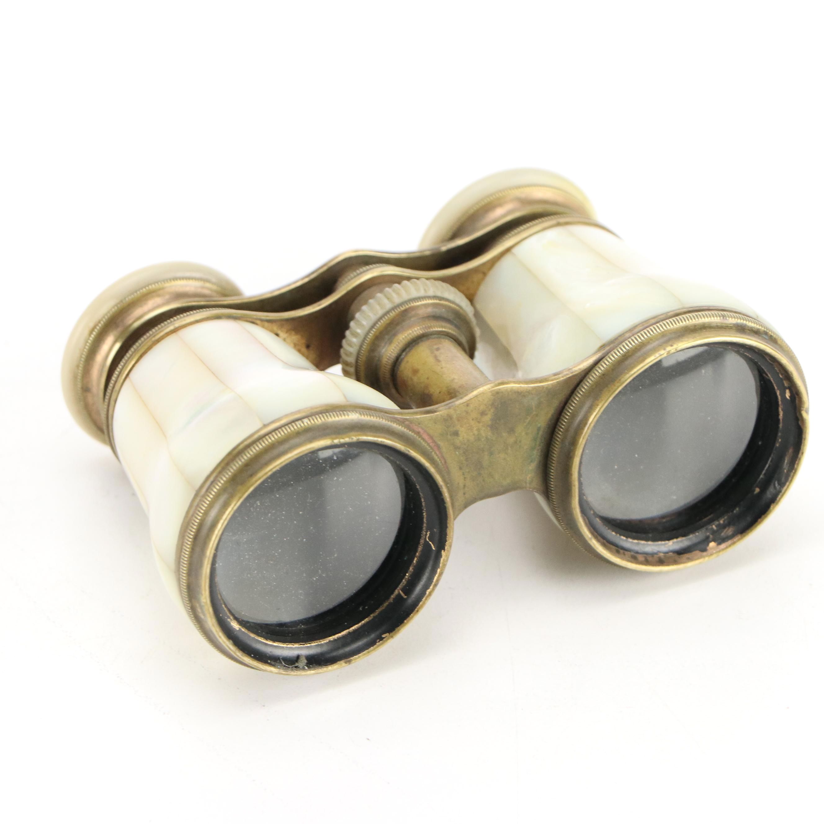 Le Marquise French Mother-of-Pearl and Brass Opera Glasses
