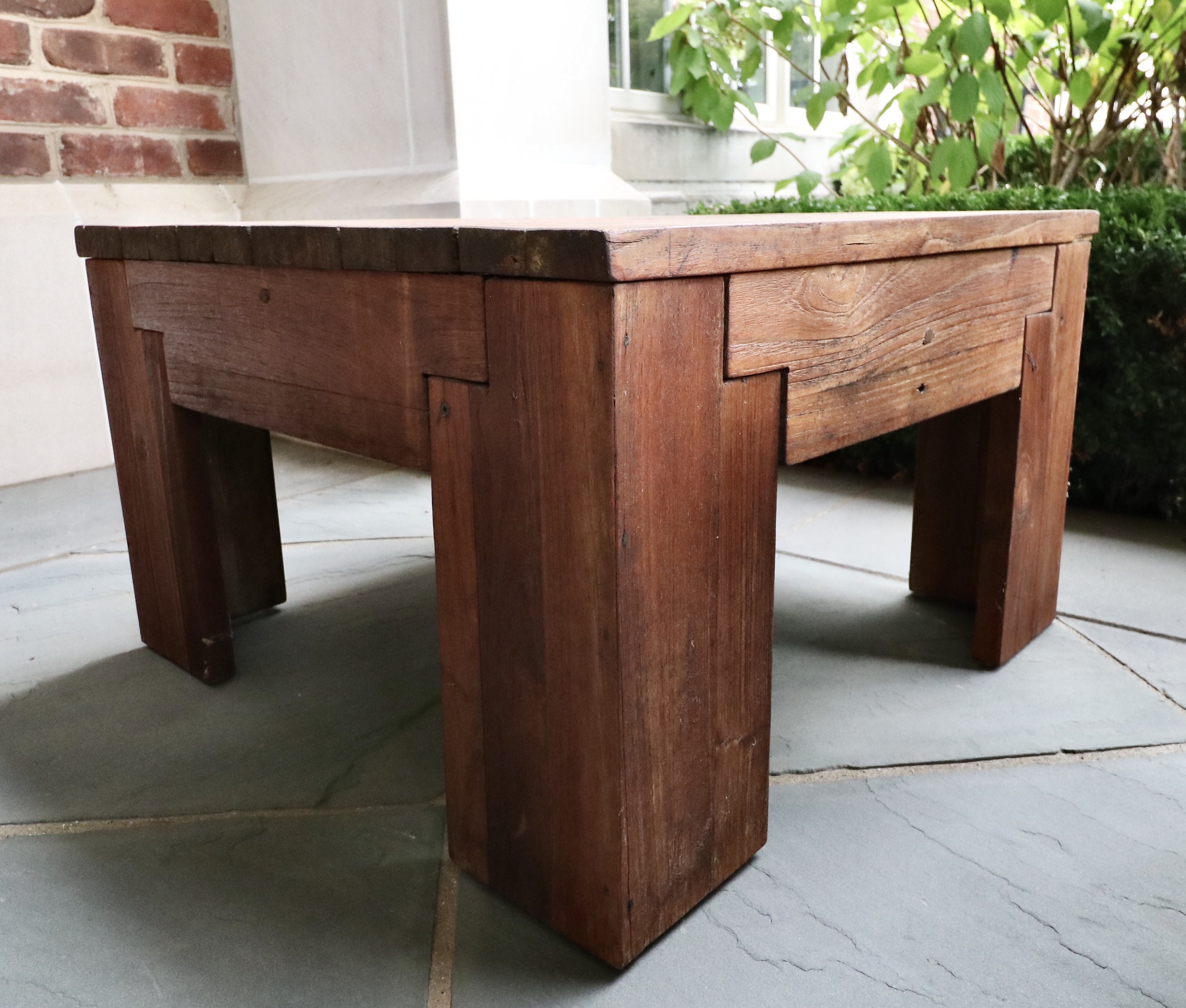 Restoration Hardware PE Rattan Outdoor Lounge Chairs and Reclaimed Wood Table