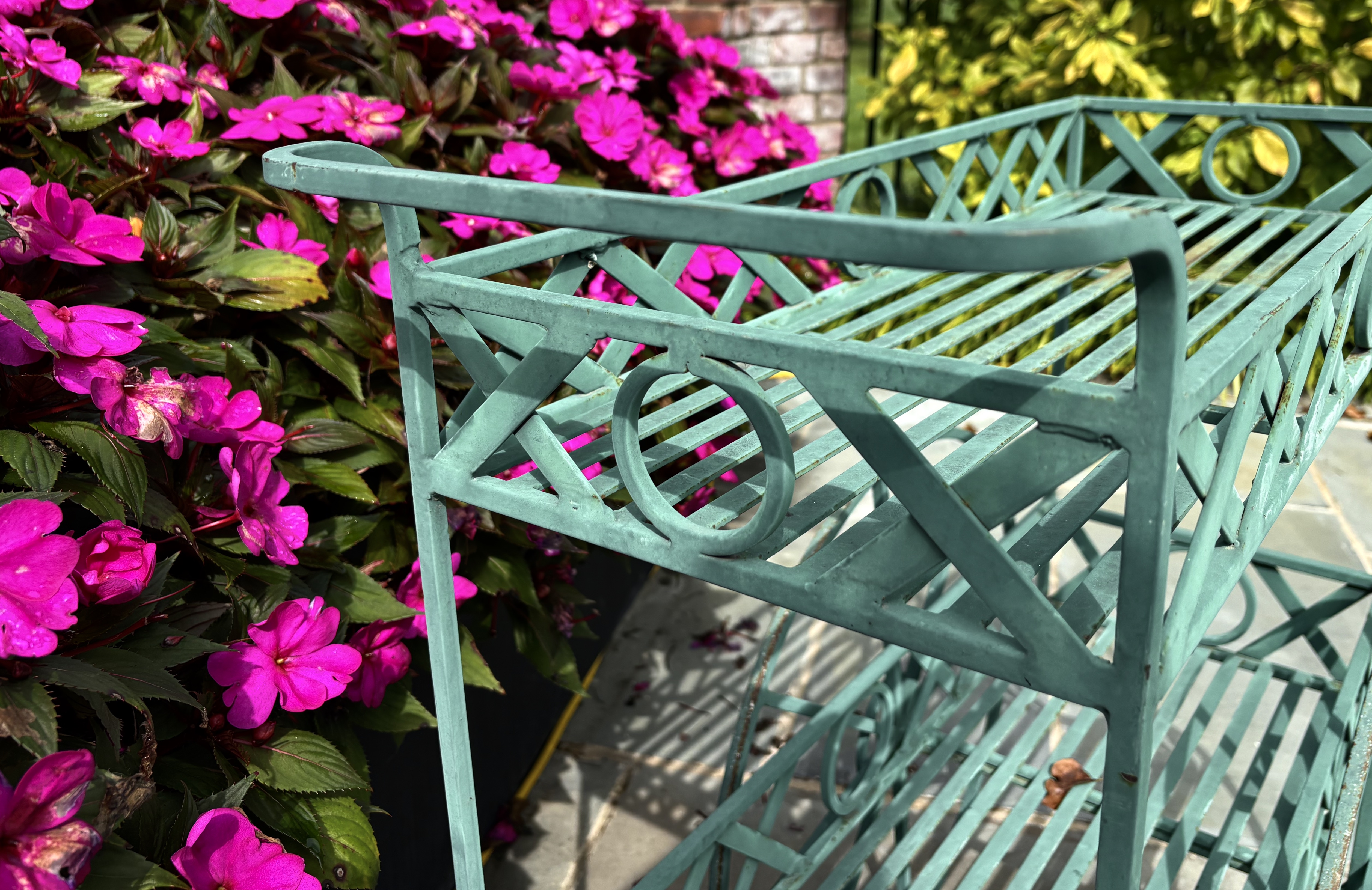 Green-Painted Iron Garden Cart, 20th Century