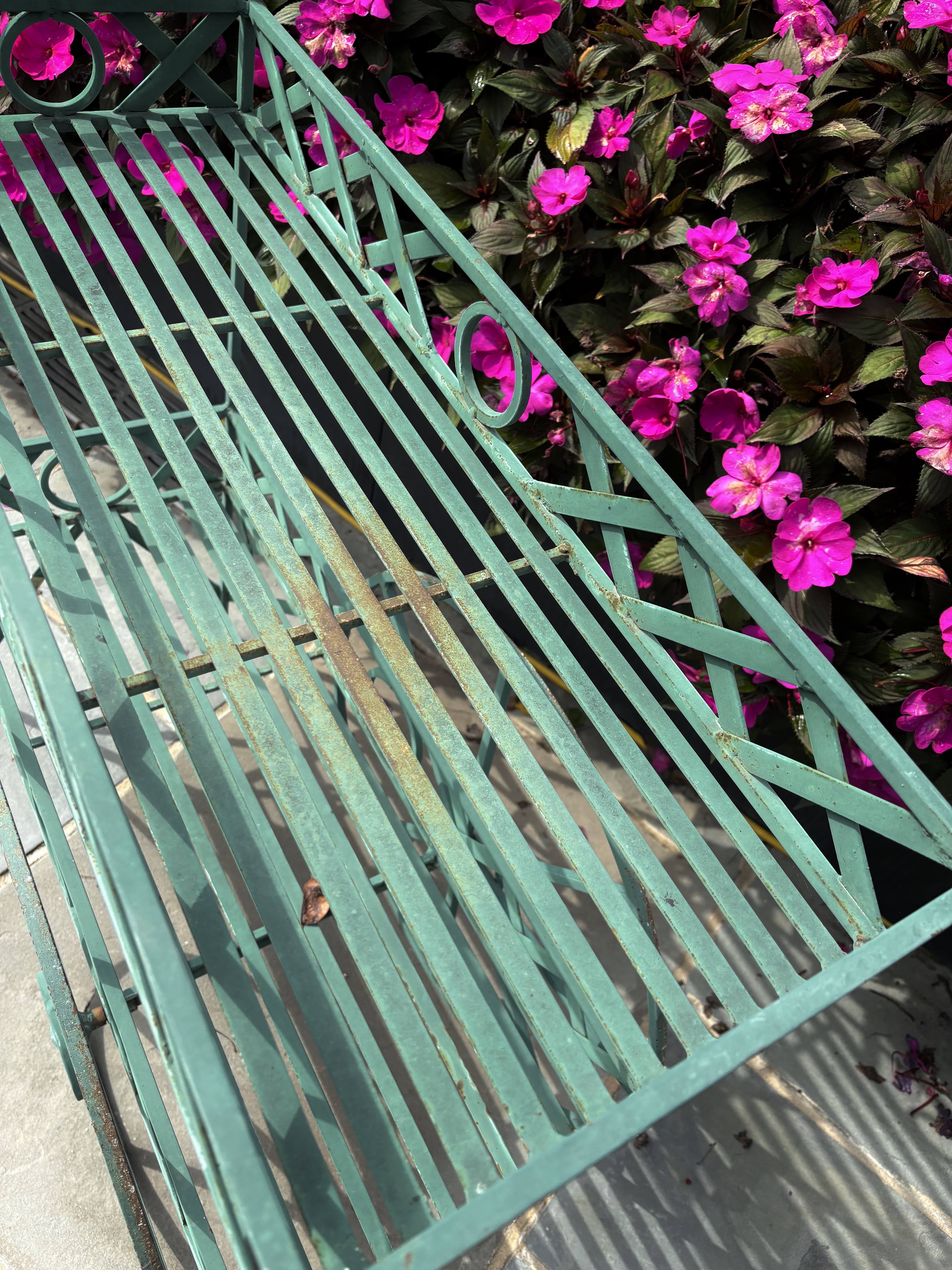 Green-Painted Iron Garden Cart, 20th Century